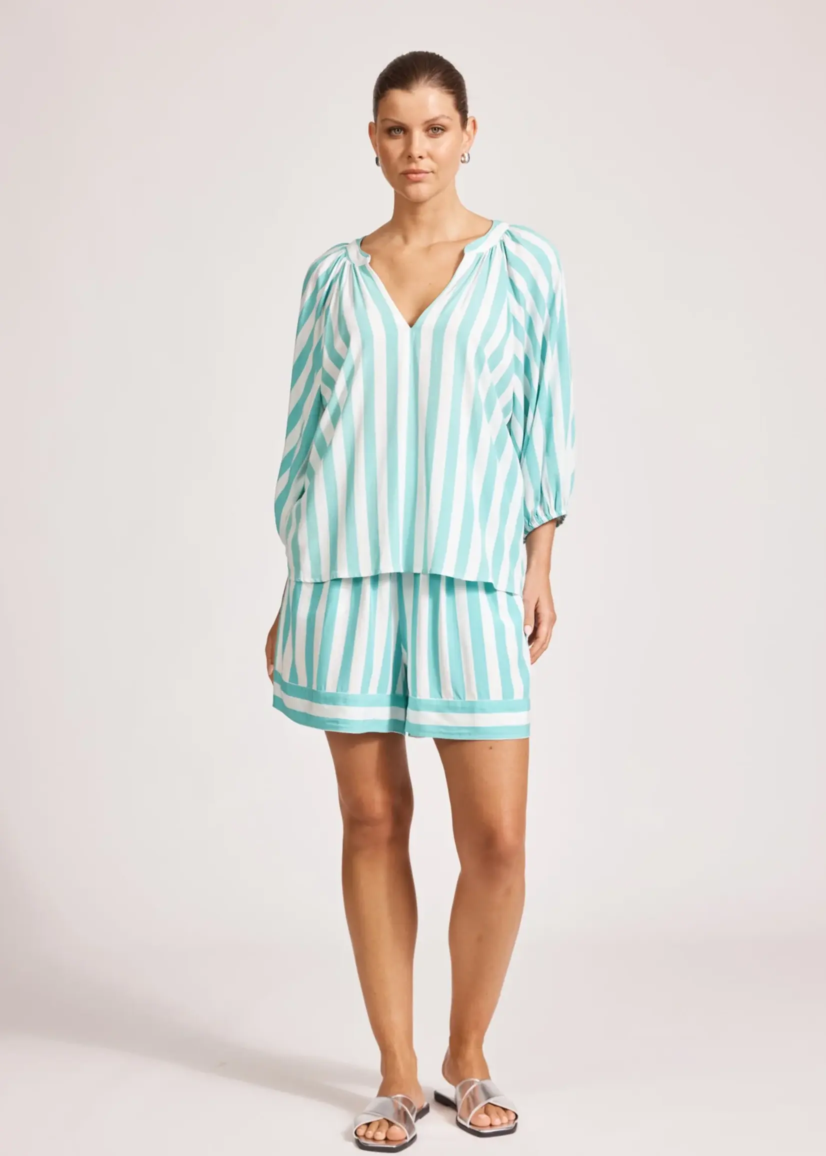 EB & Ive Treville Stripe Blouse - Aqua