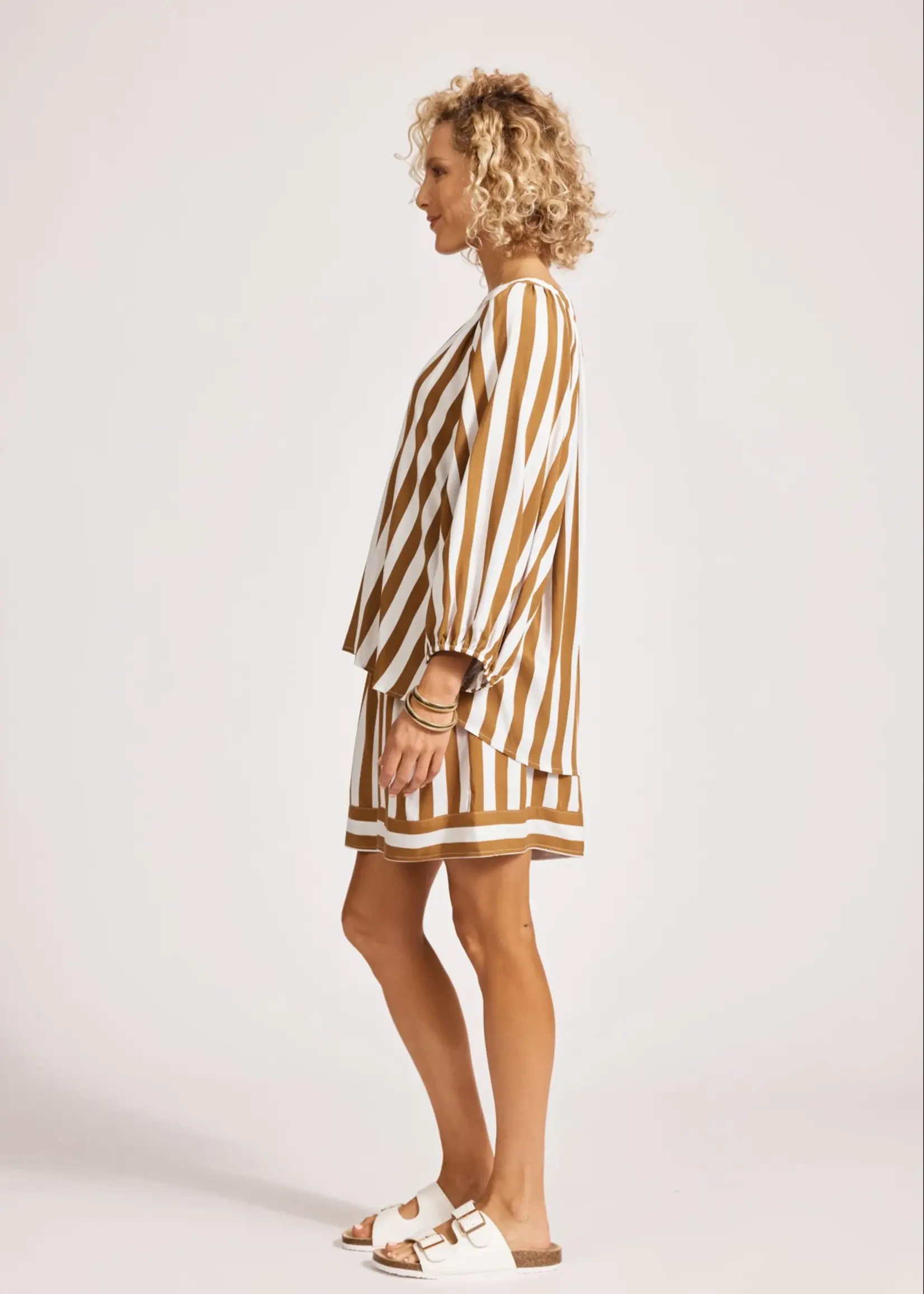 EB & Ive Treville Stripe Blouse - Caramel