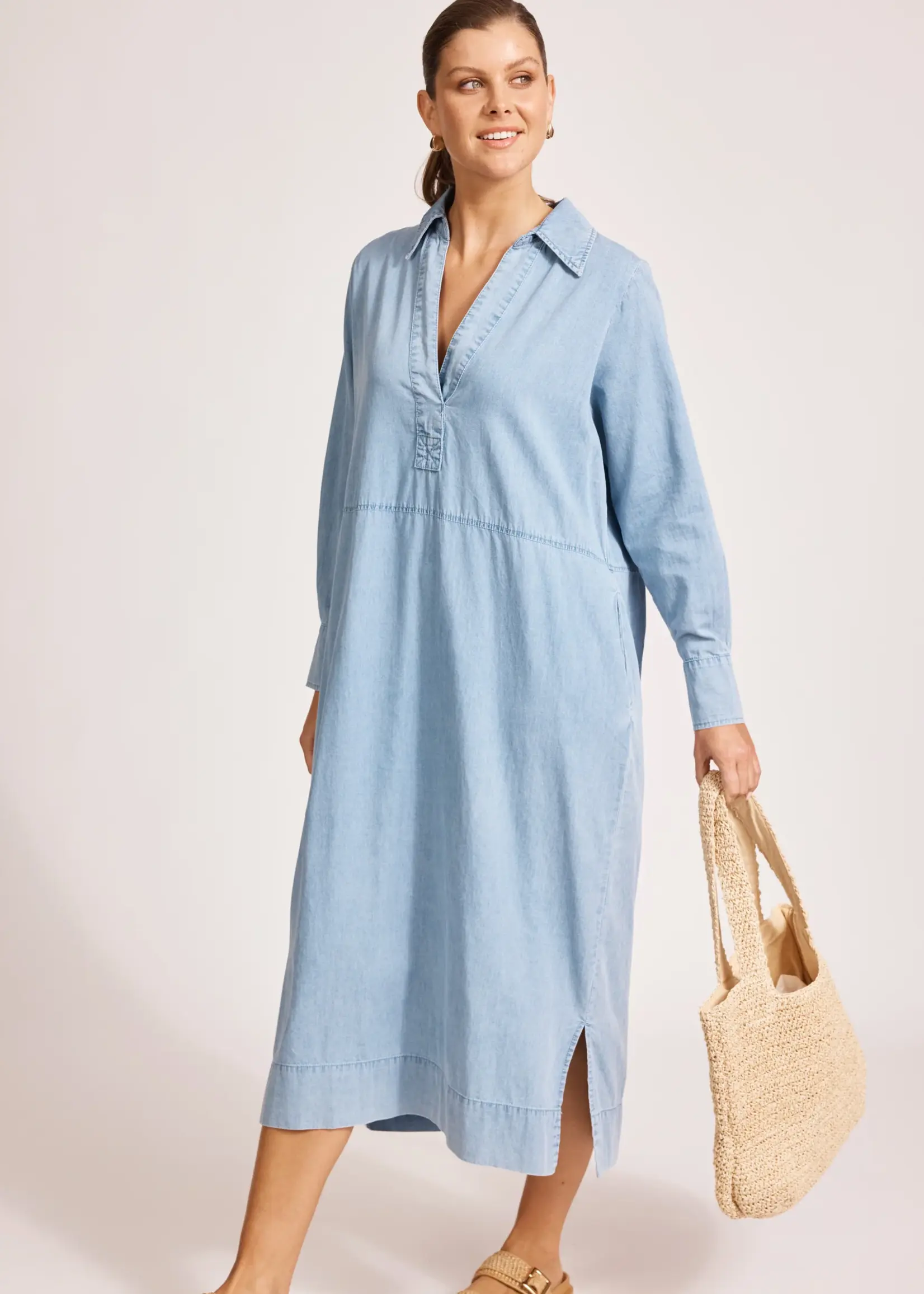 EB & Ive Melenia Denim Collared Dress - Denim