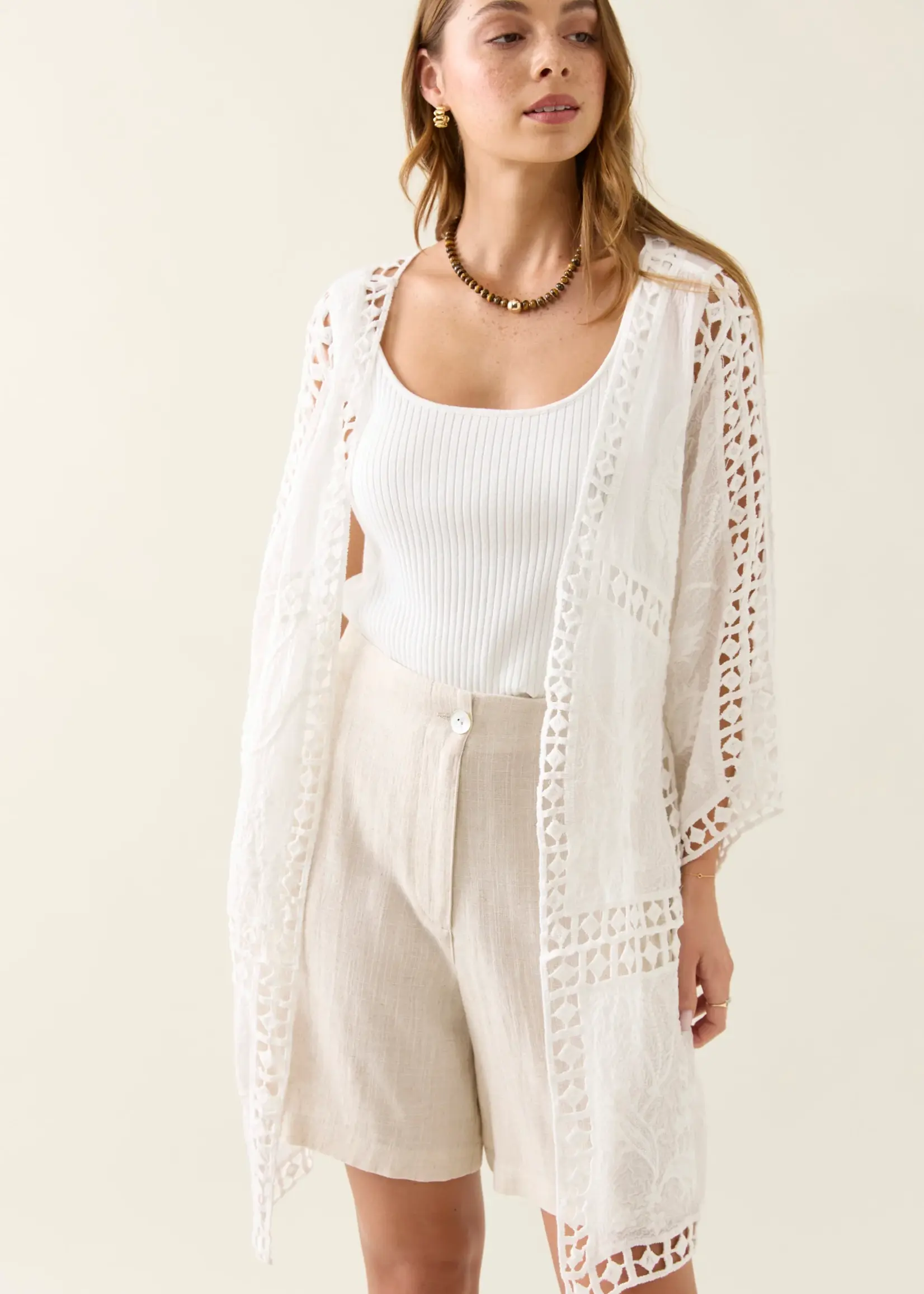 Isle of Mine Oline Lace Kimono - Lotus