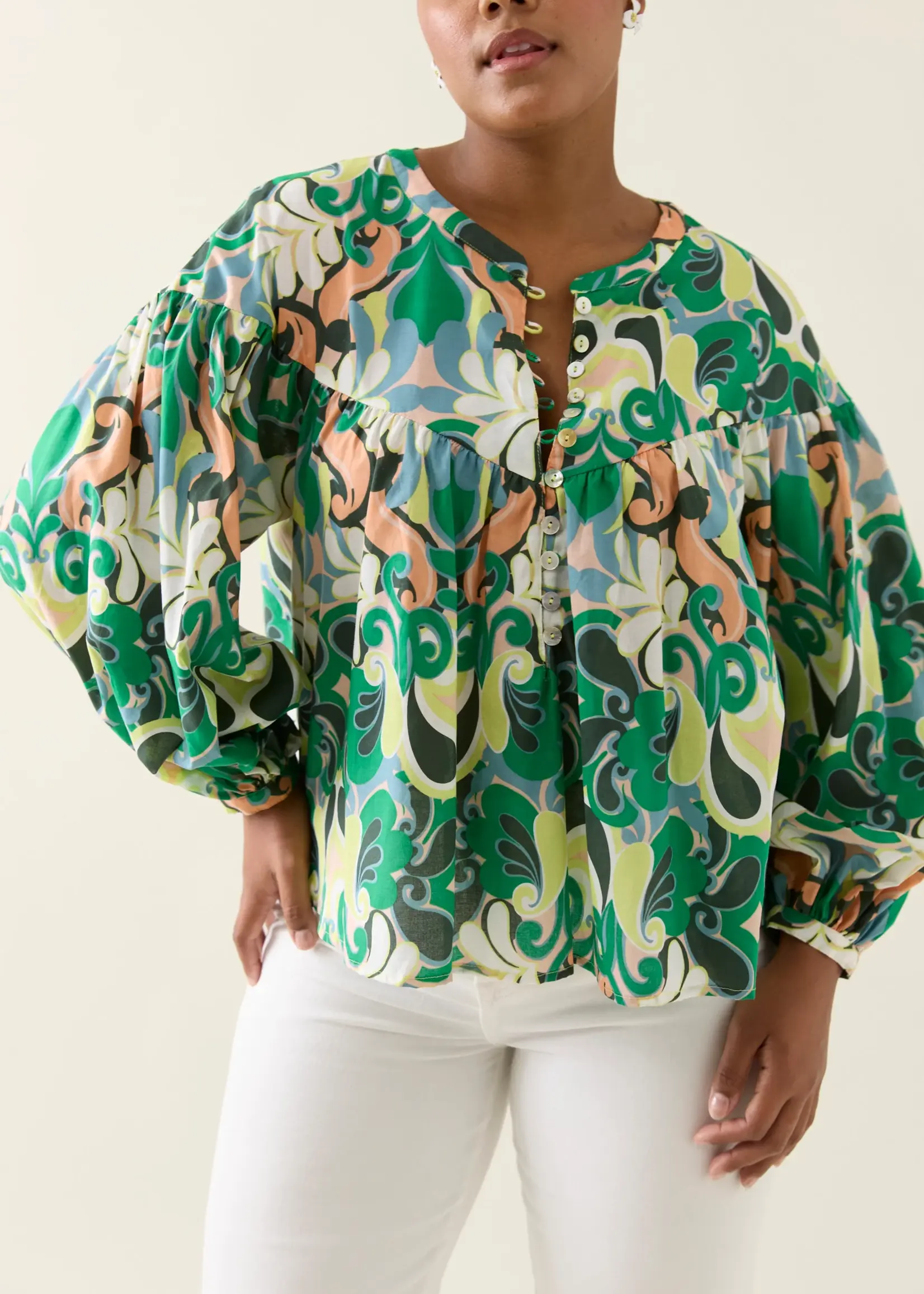 Isle of Mine Aurora Button Blouse - Paisley