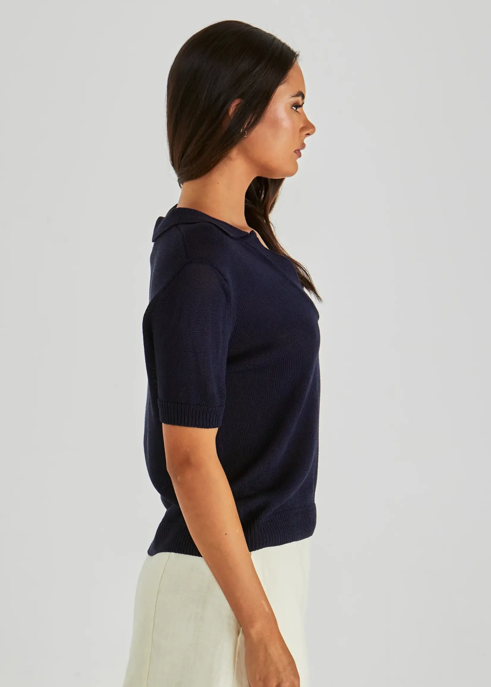 Abbie Knit Polo - Navy