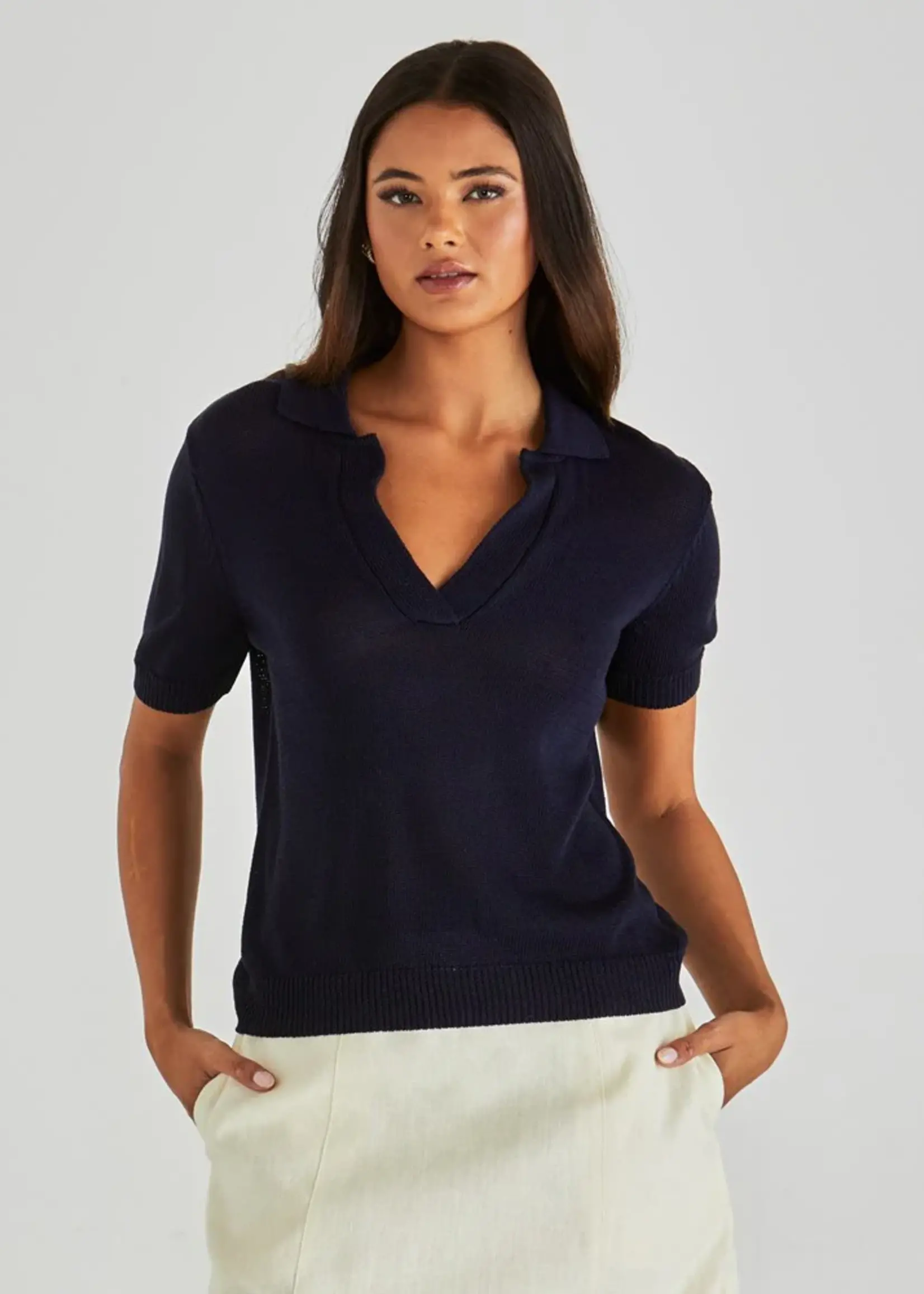 Abbie Knit Polo - Navy