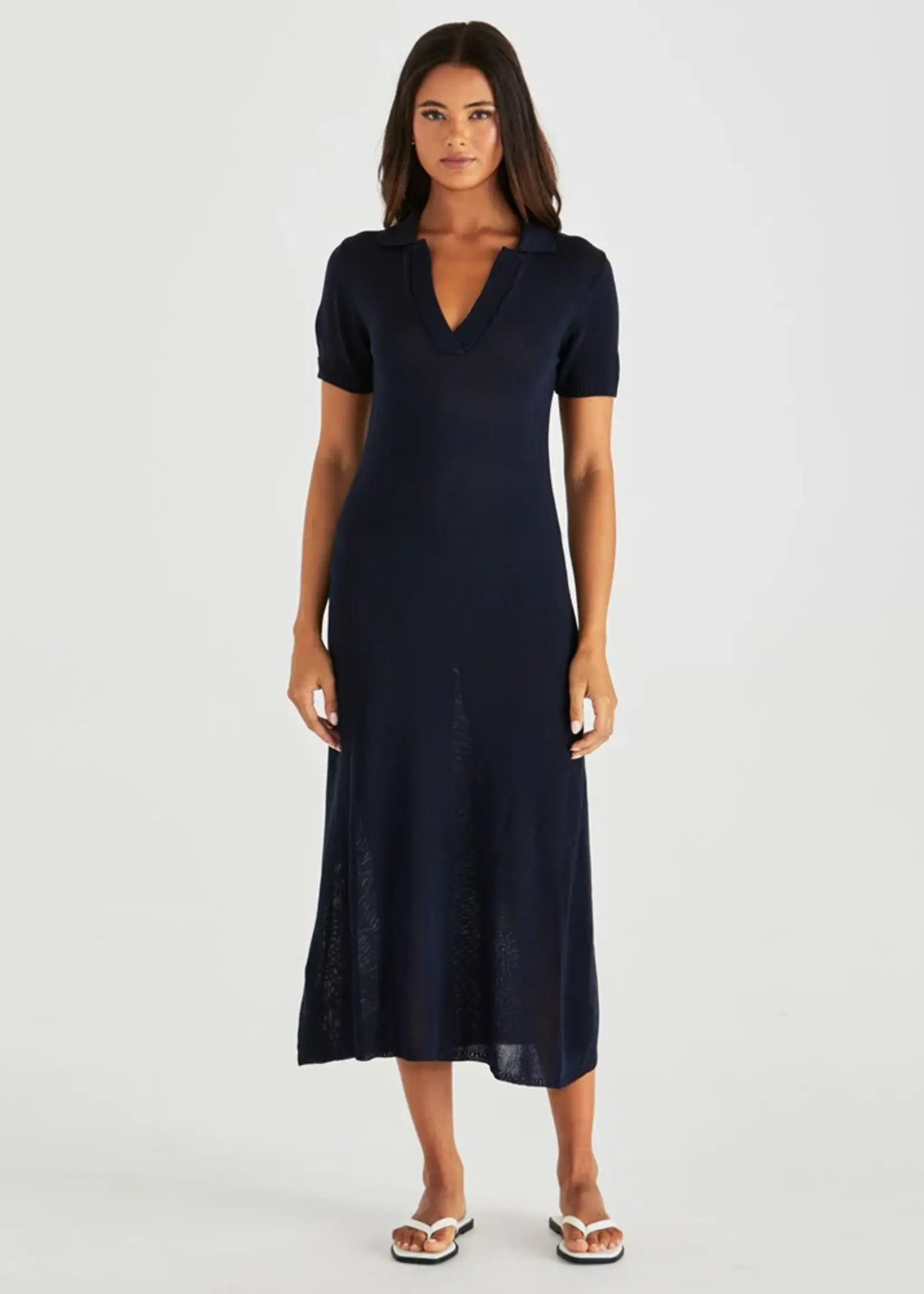 Sass Abbie Knit Polo Dress - Navy