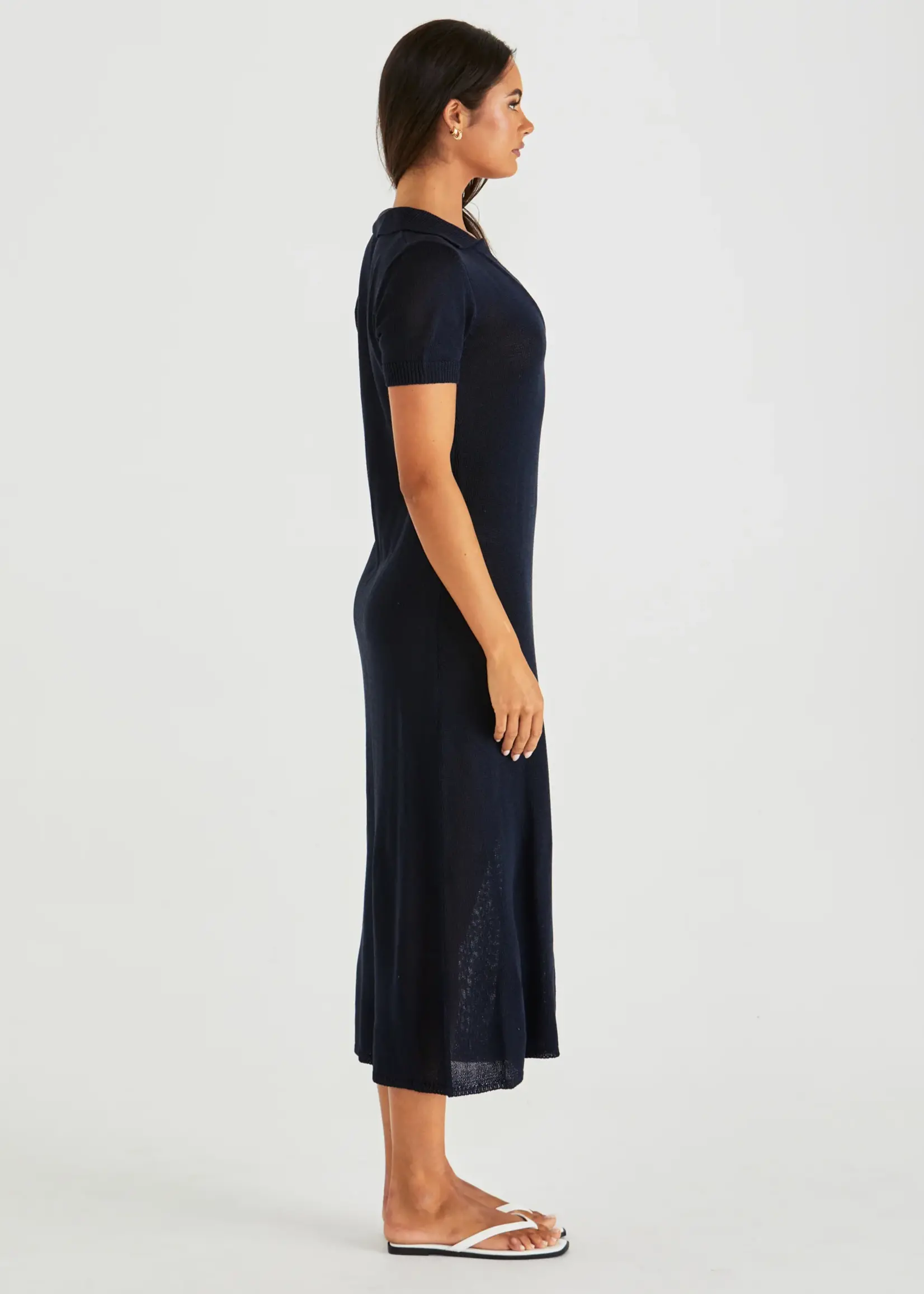 Sass Abbie Knit Polo Dress - Navy