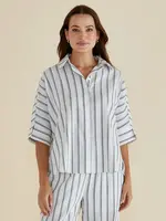 Betty Basic Lynwood Linen Shirt - Black/White Stripe