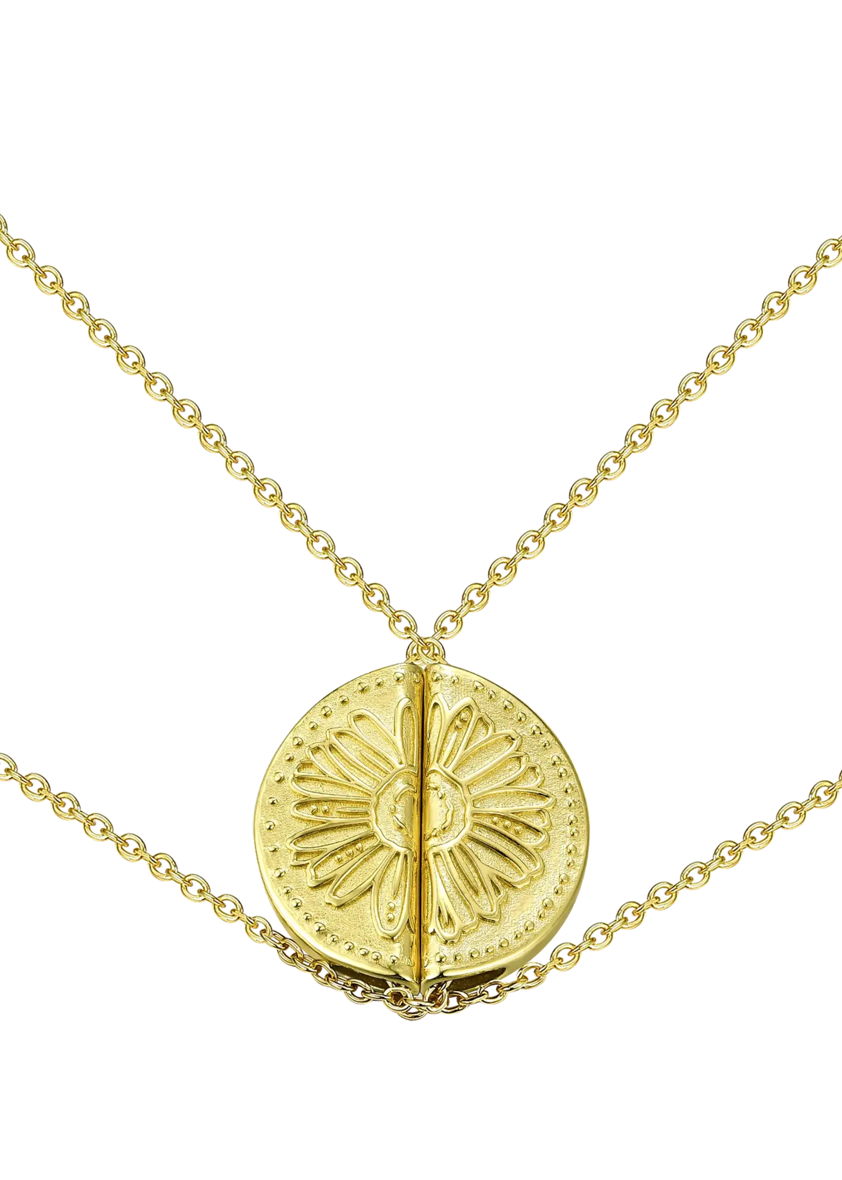 Lion Wild Daisy Necklaces - Gold Plated Pair