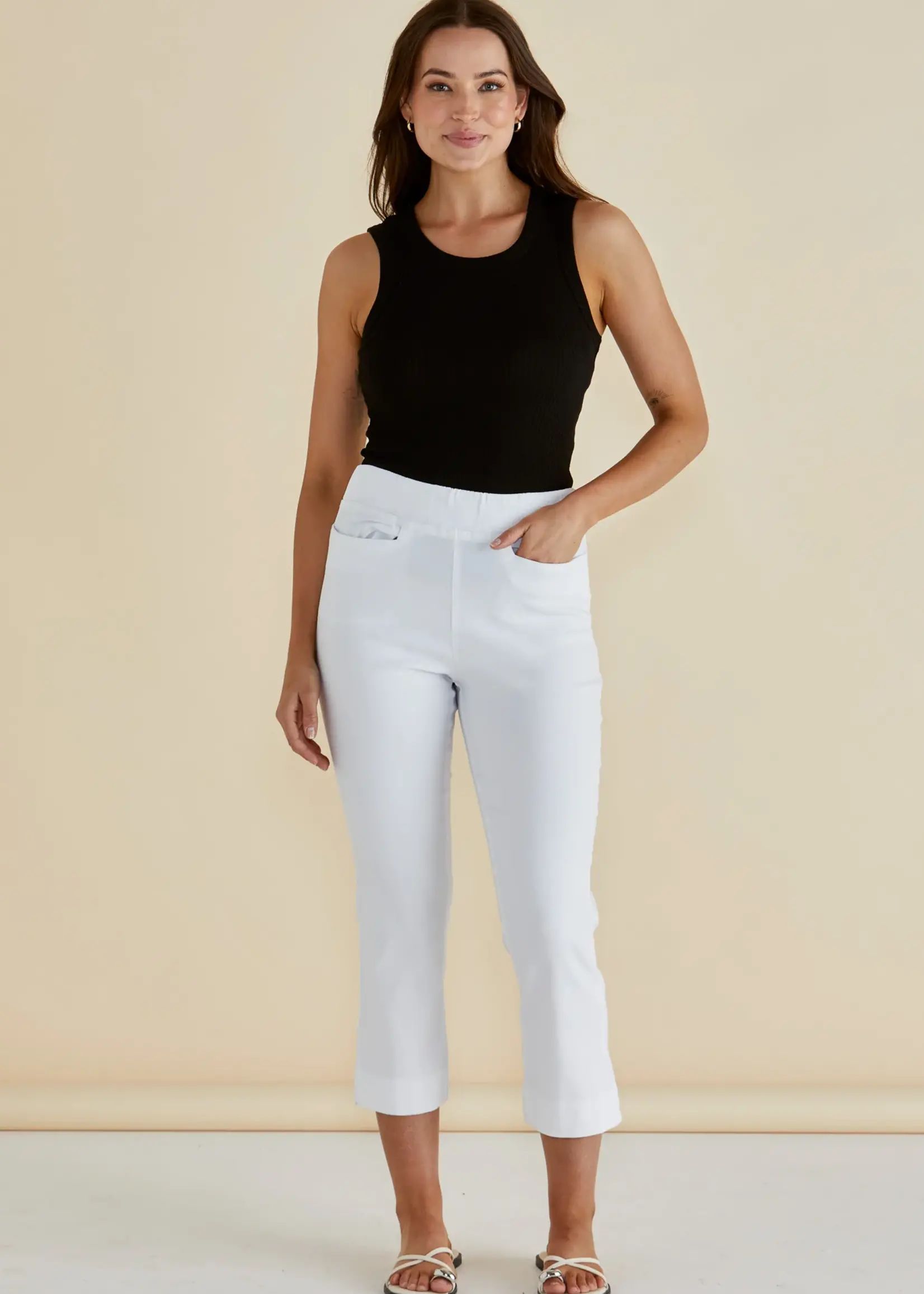 Betty Basic Crop Bengaline Pant - White