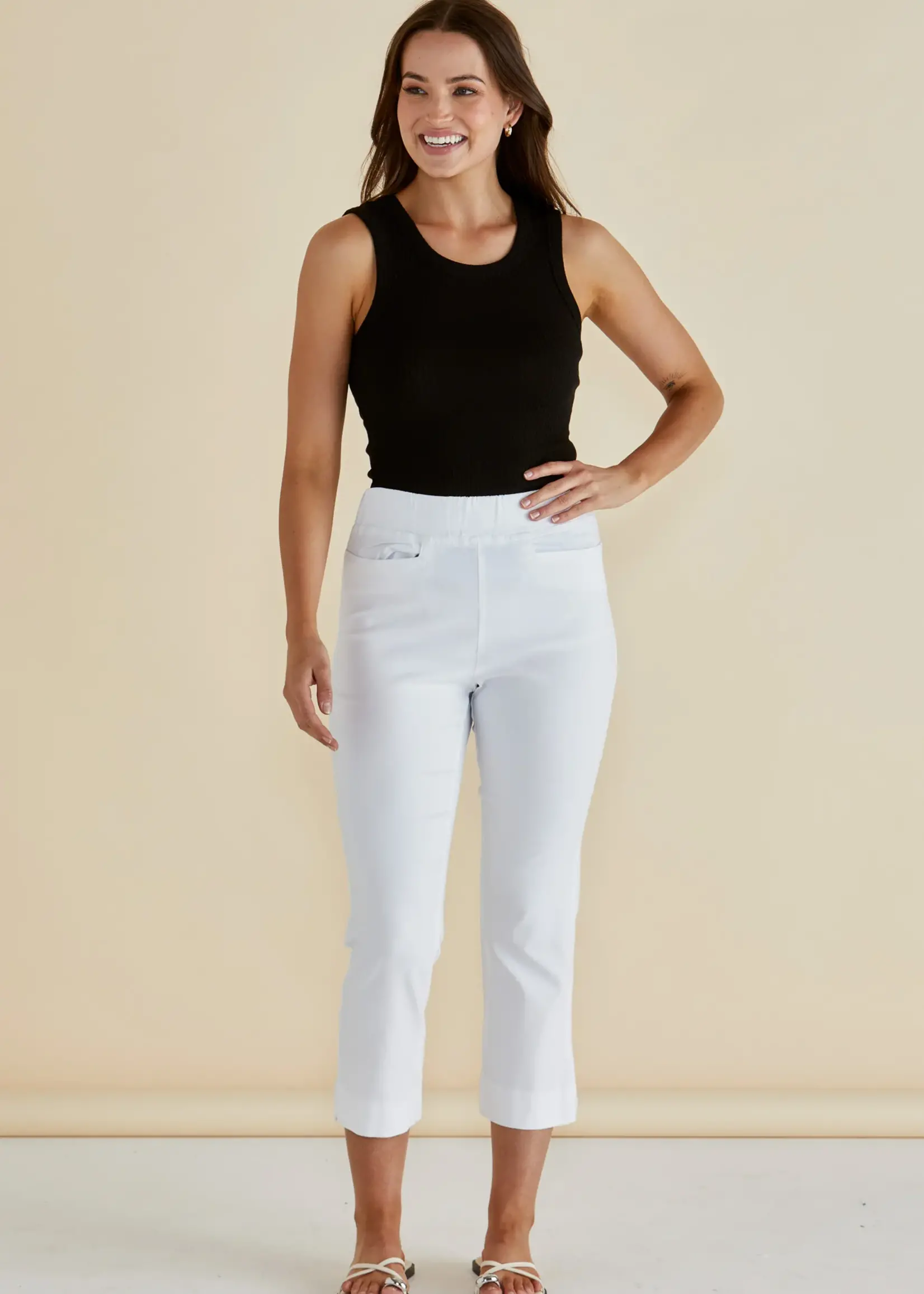 Betty Basic Crop Bengaline Pant - White