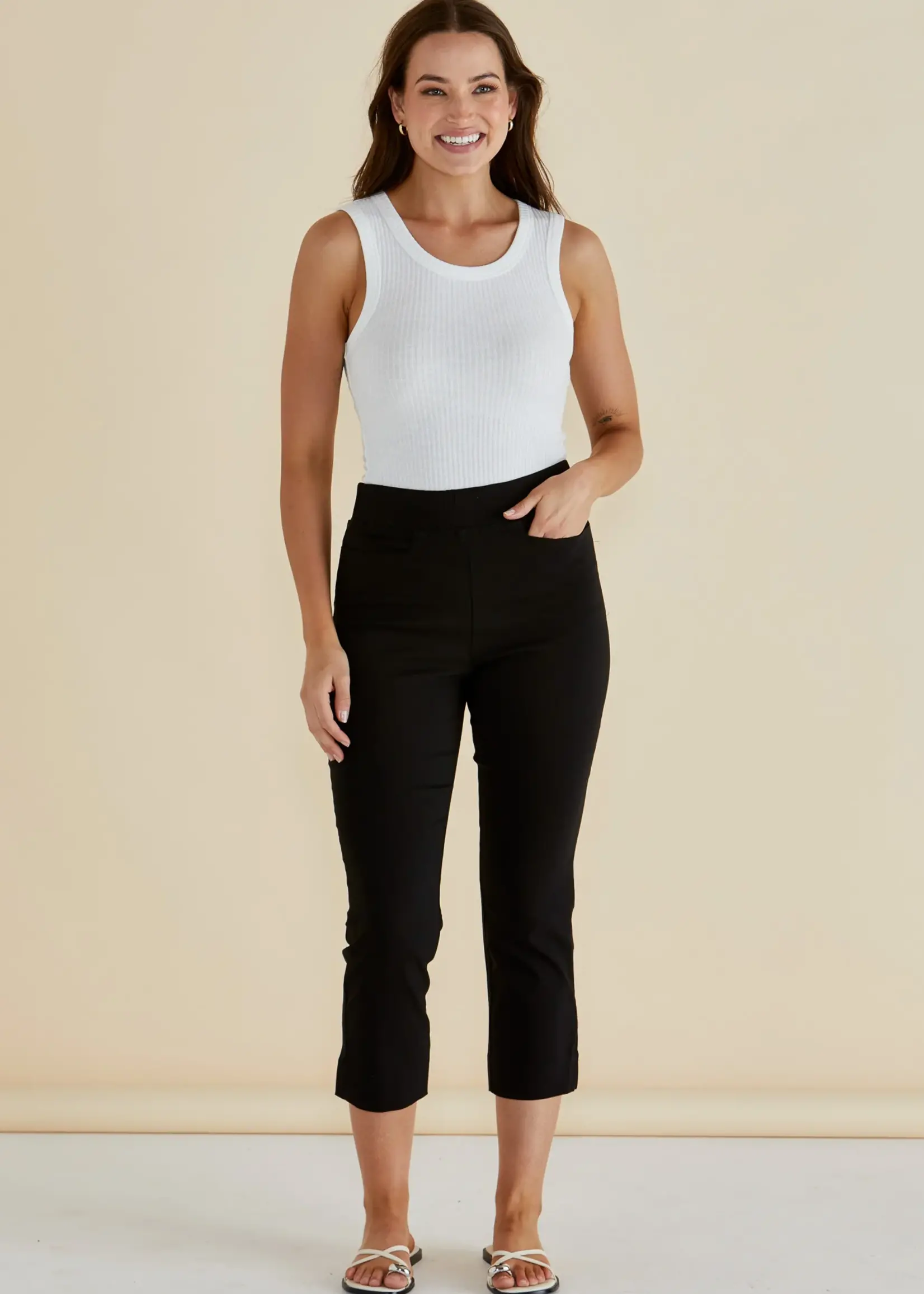 Betty Basic Crop Bengaline Pant - Black