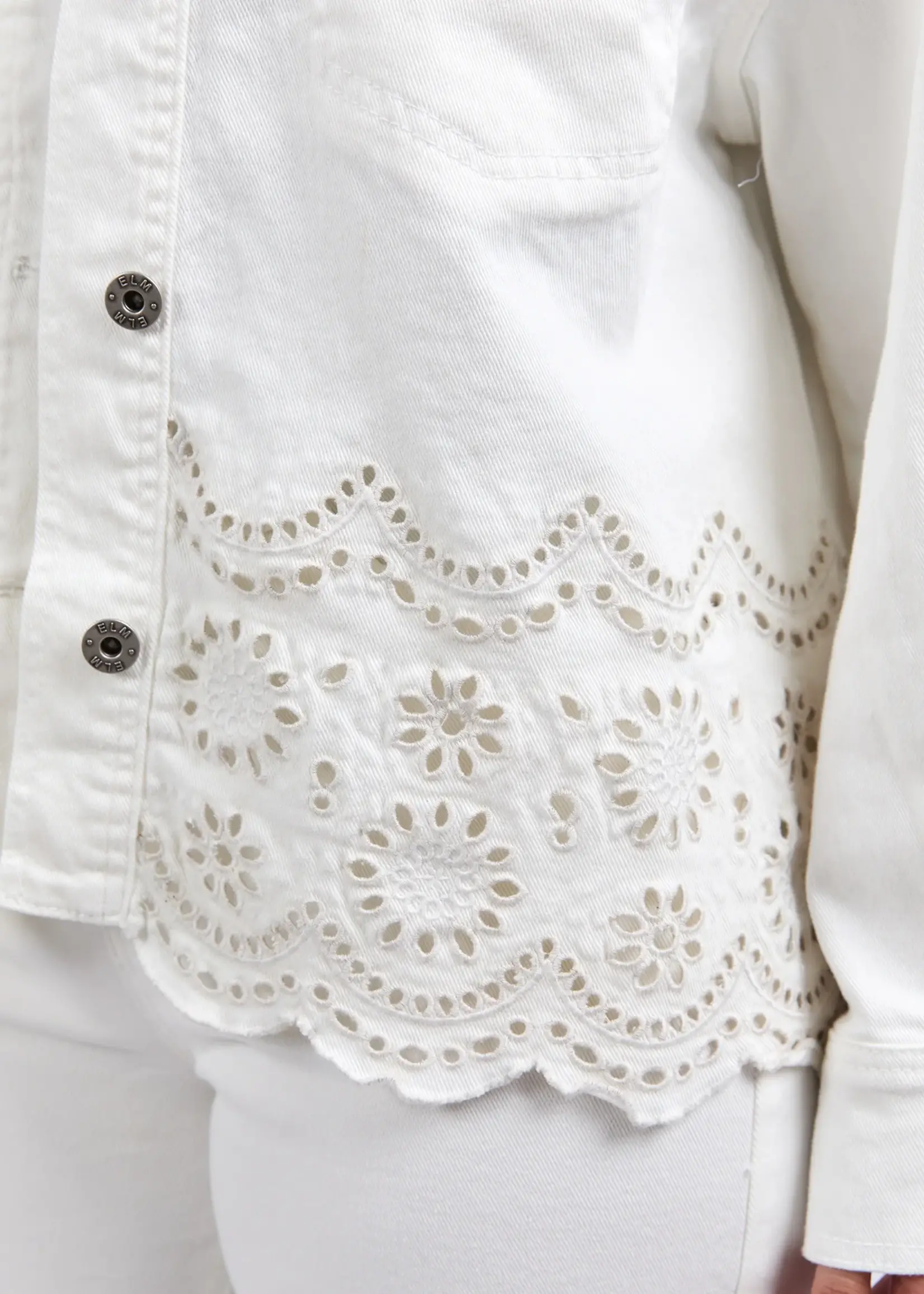 Elm Lifestyle Lace Denim Jacket - Vintage White