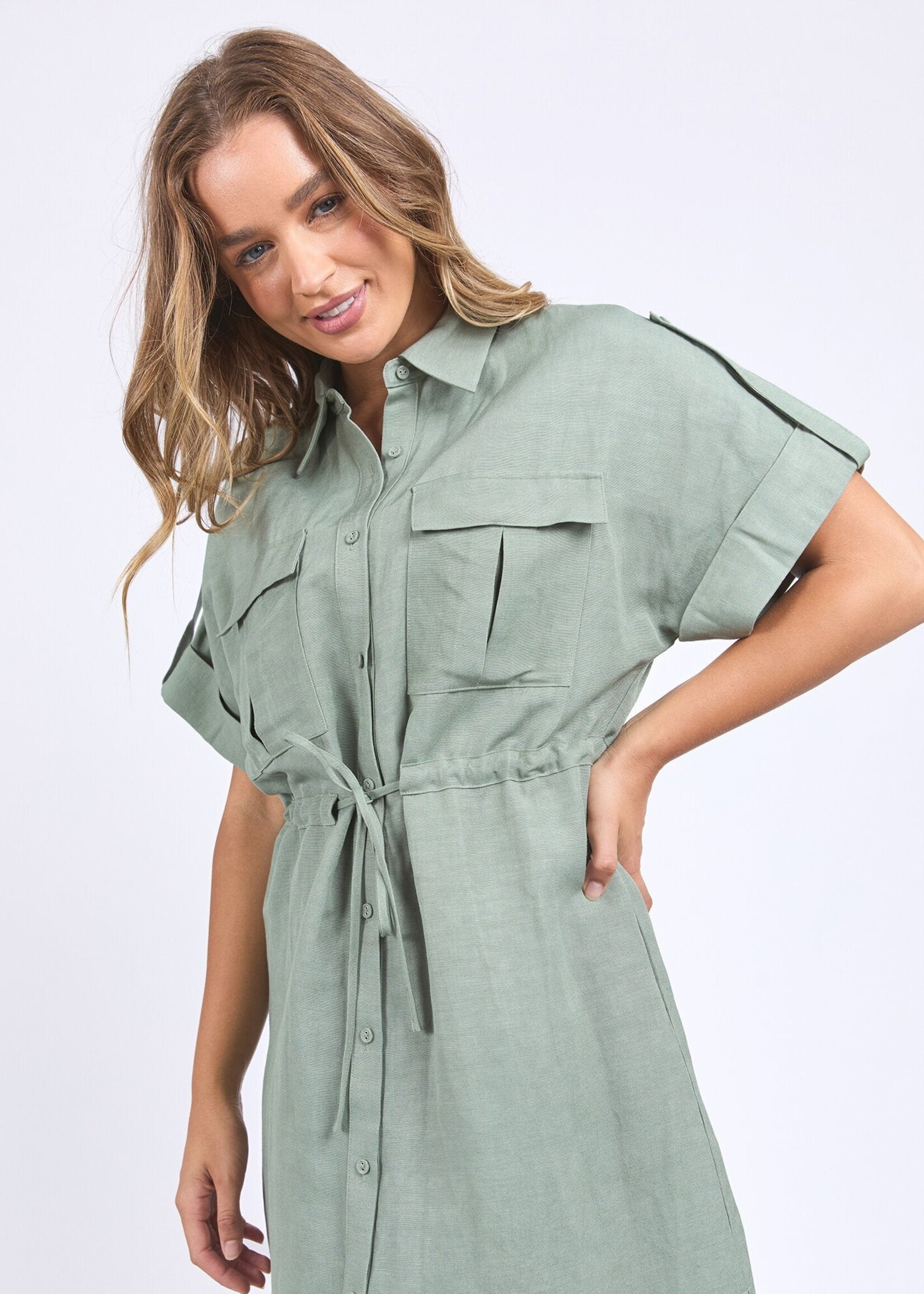 Foxwood Willow Shirt Dress - Green