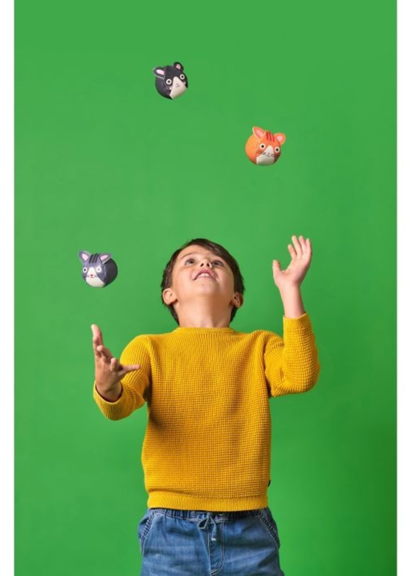 Three Cats Juggling Balls - Set of 3