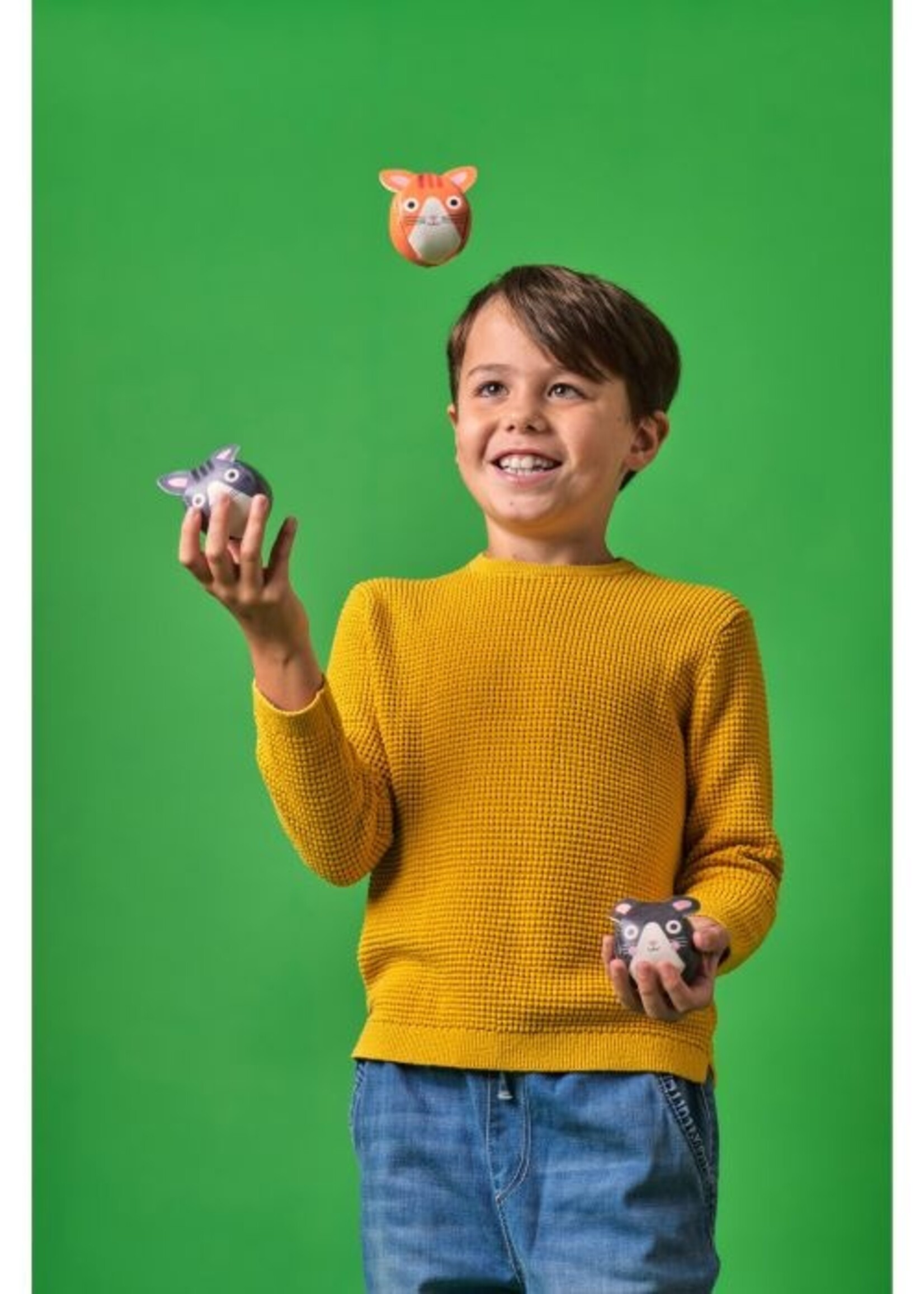 Three Cats Juggling Balls - Set of 3