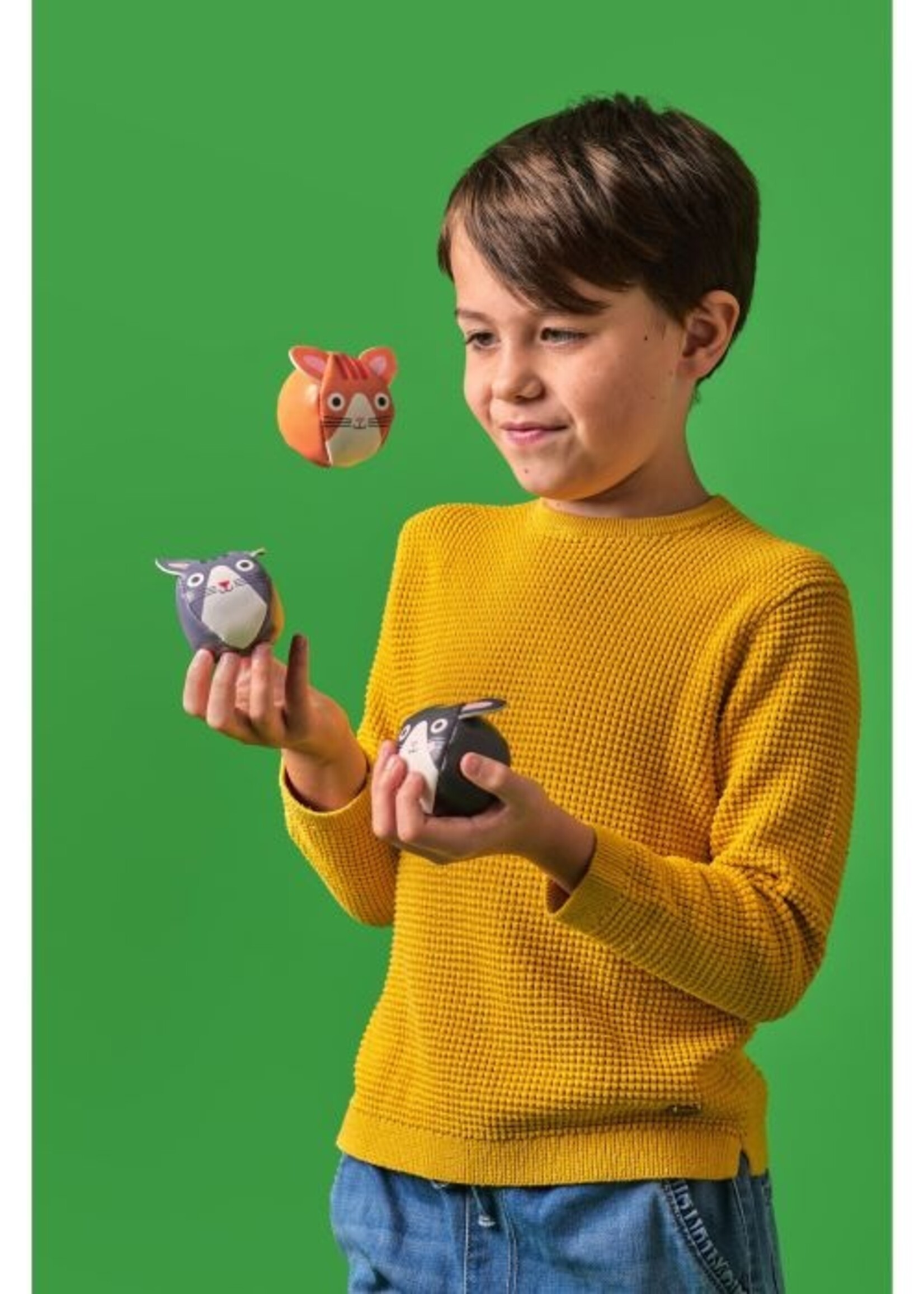 Three Cats Juggling Balls - Set of 3