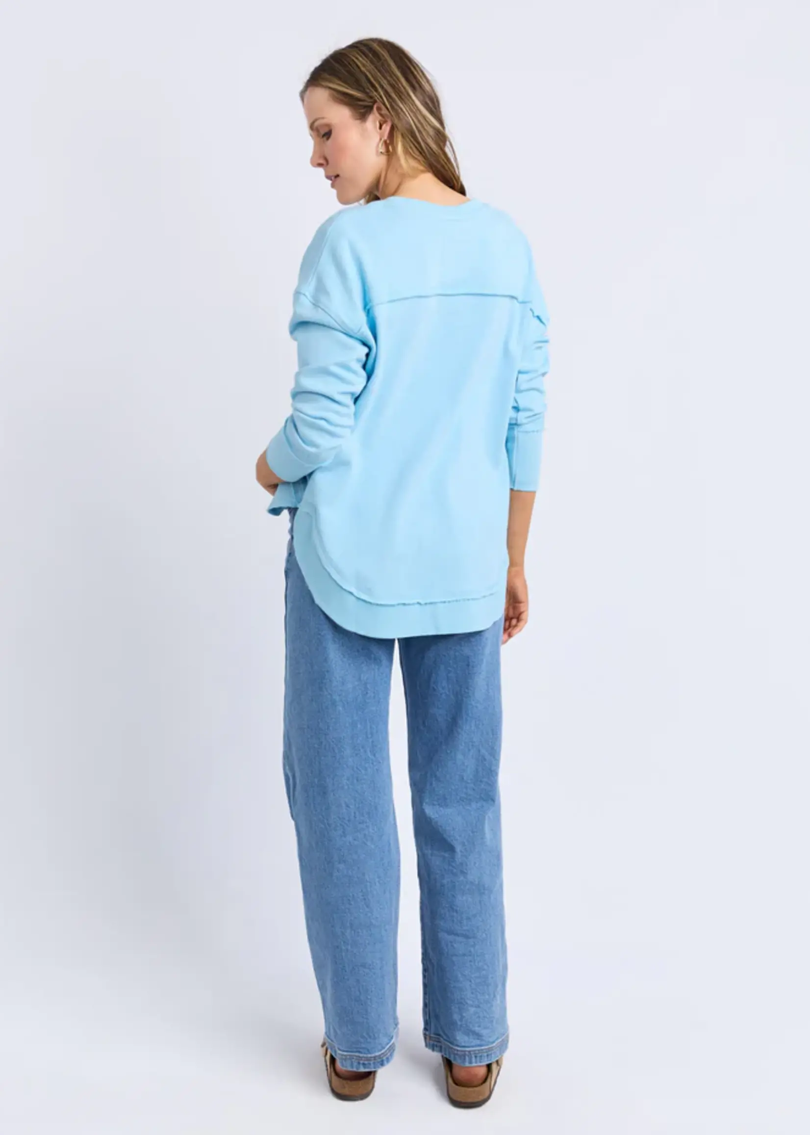 Foxwood Simplified Metallic Crew - Light Blue/Lime