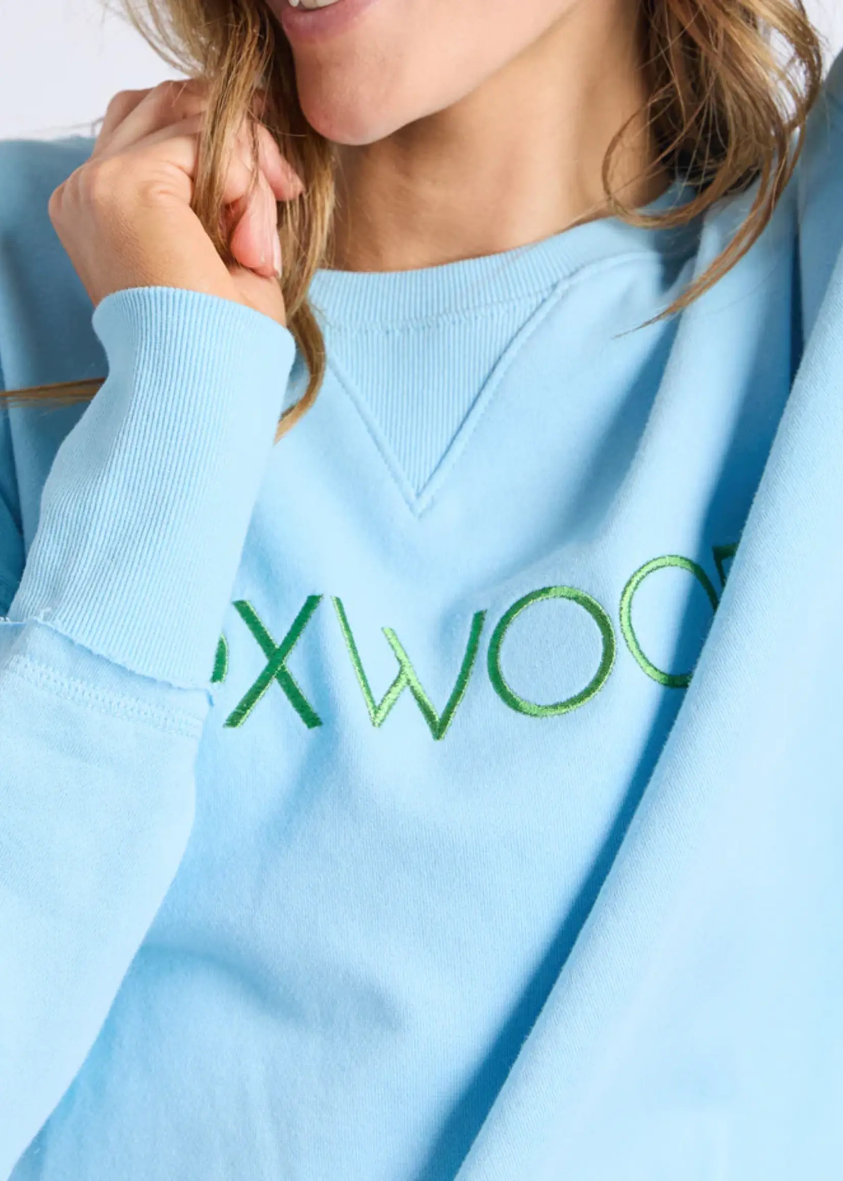 Foxwood Simplified Metallic Crew - Light Blue/Lime