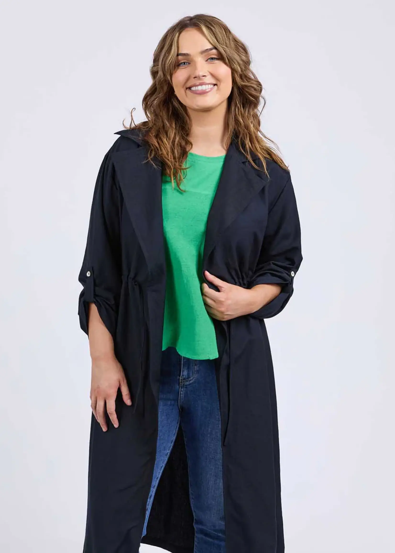 Elm Lifestyle Linen Trench - Navy