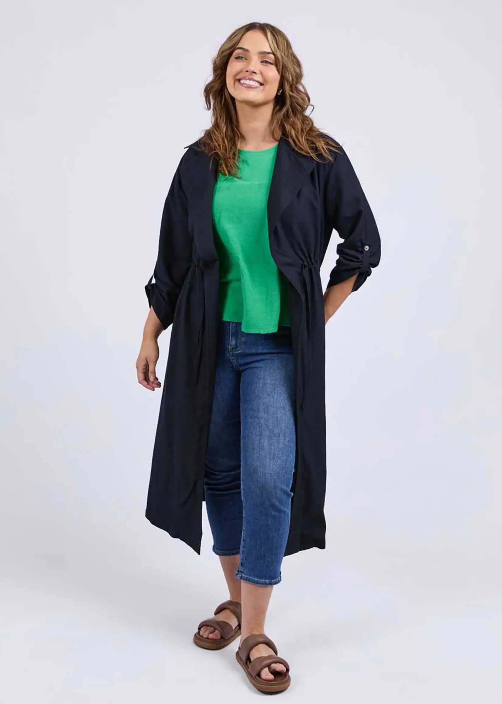 Elm Lifestyle Linen Trench - Navy