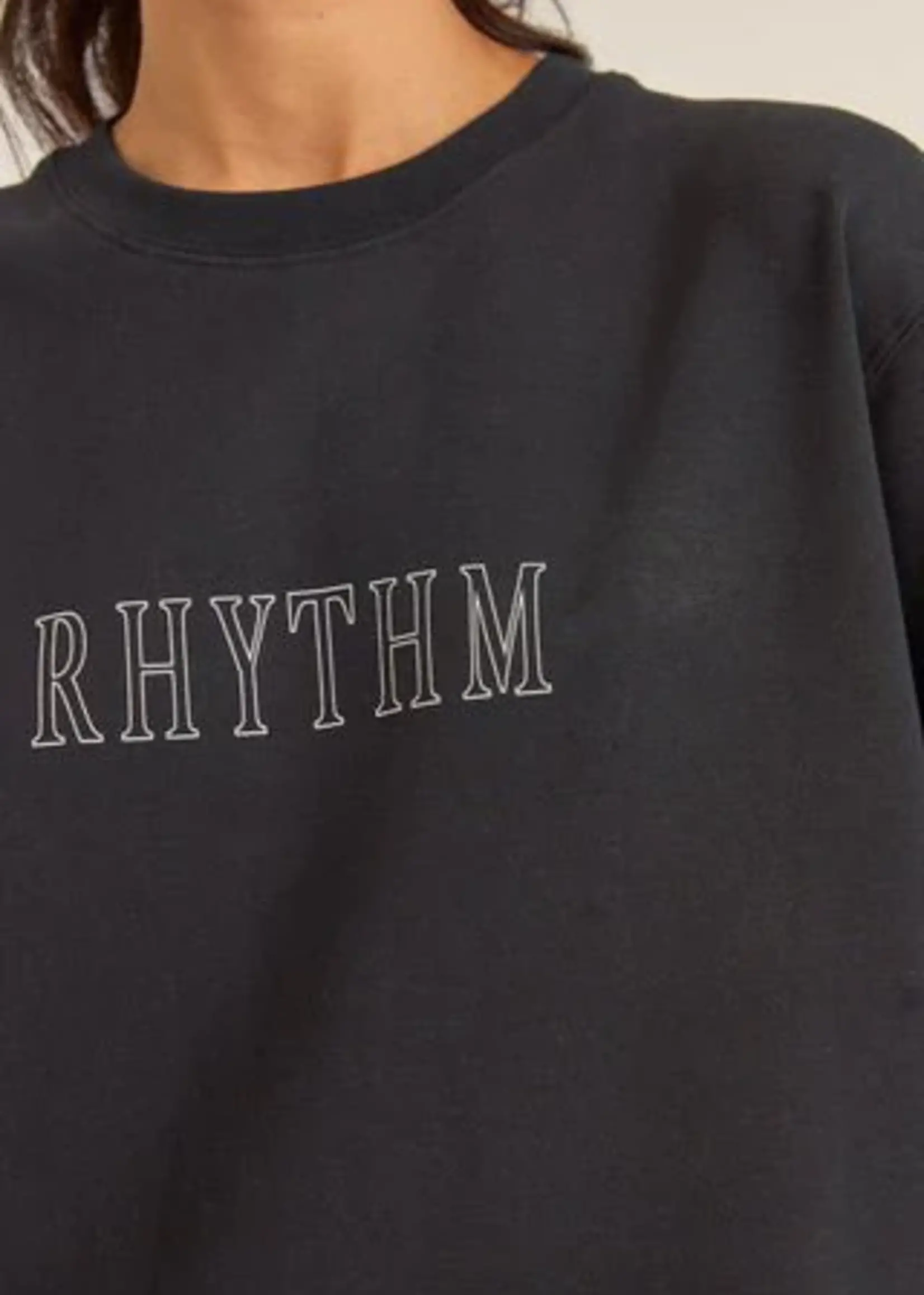 Rhythm Flagship Boyfriend Fleece Crew - Black