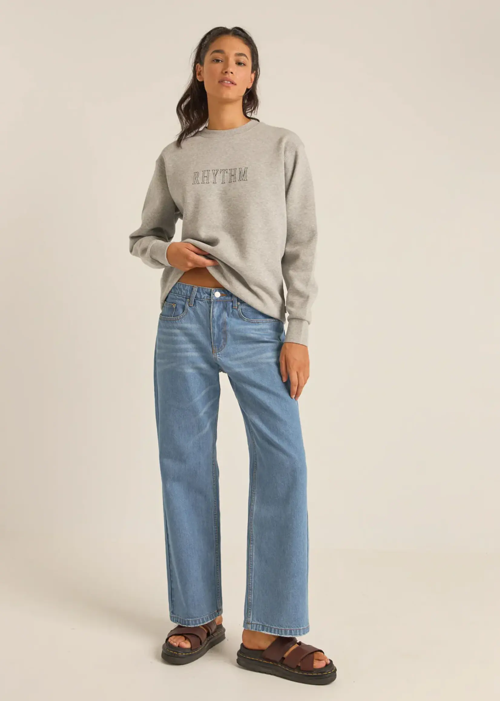 Rhythm Flagship Boyfriend Fleece Crew- Grey Heather