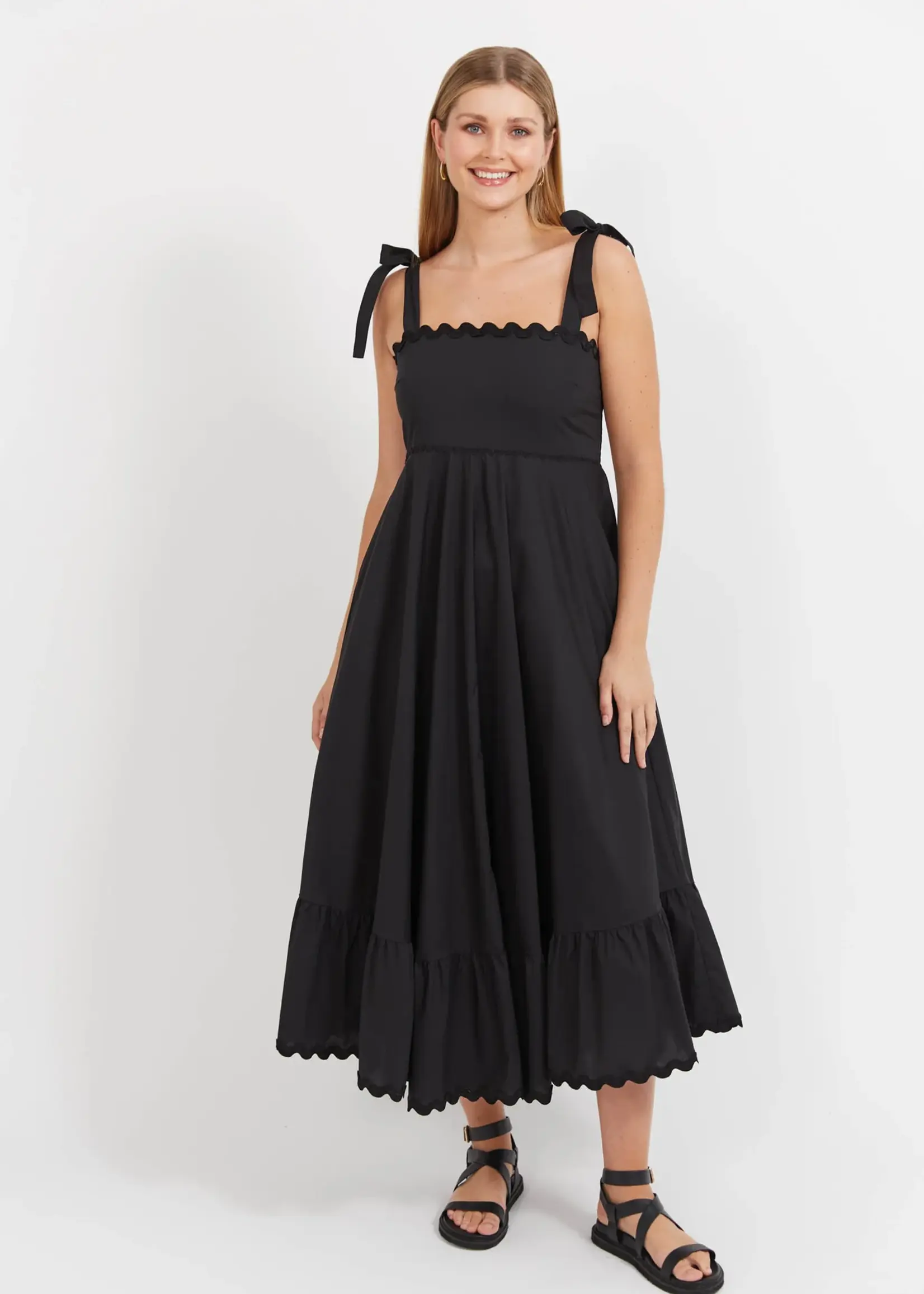 Haven Brasilia Tie Maxi Dress - Black