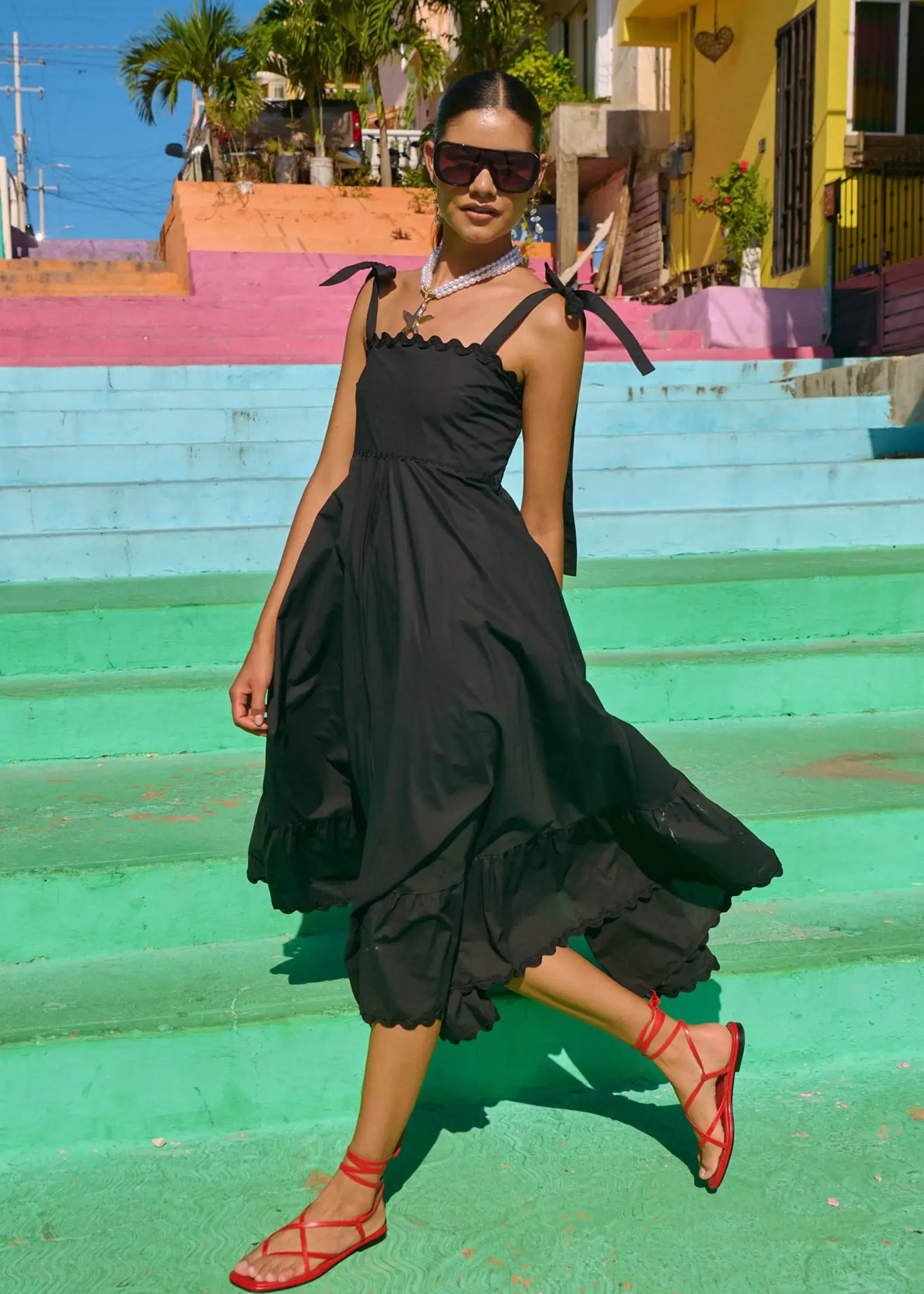 Haven Brasilia Tie Maxi Dress - Black
