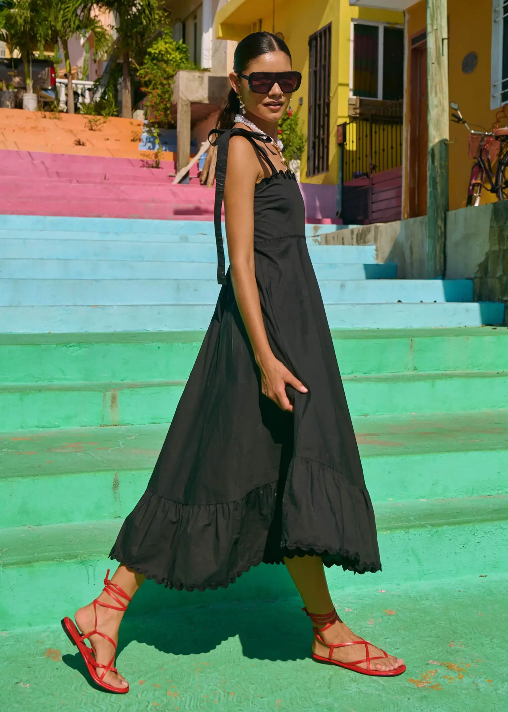 Haven Brasilia Tie Maxi Dress - Black