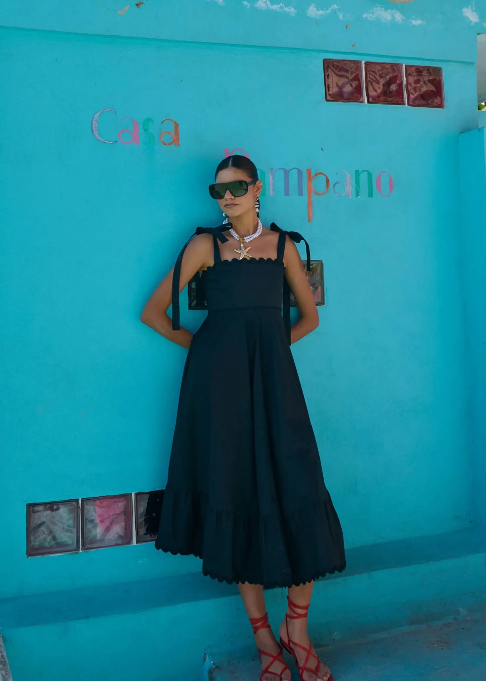 Haven Brasilia Tie Maxi Dress - Black