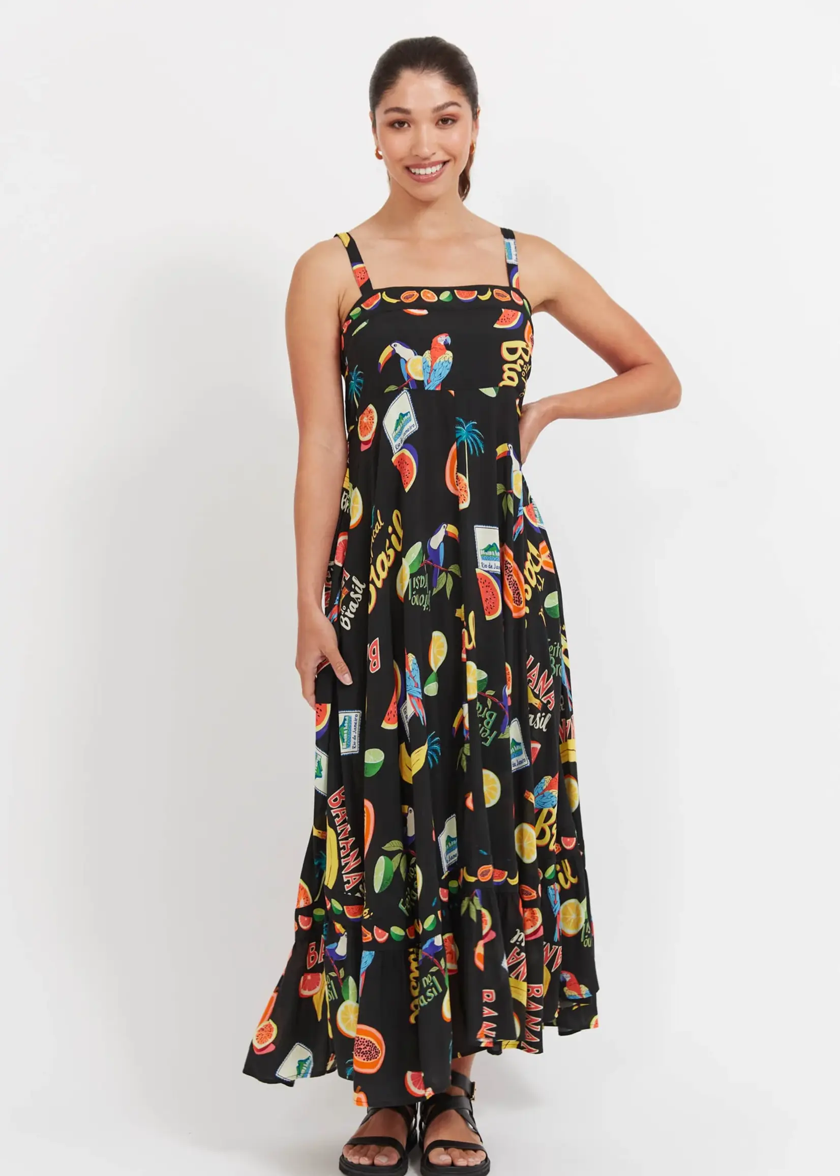 Haven Cabana Tank Maxi Dress - Brasil Black