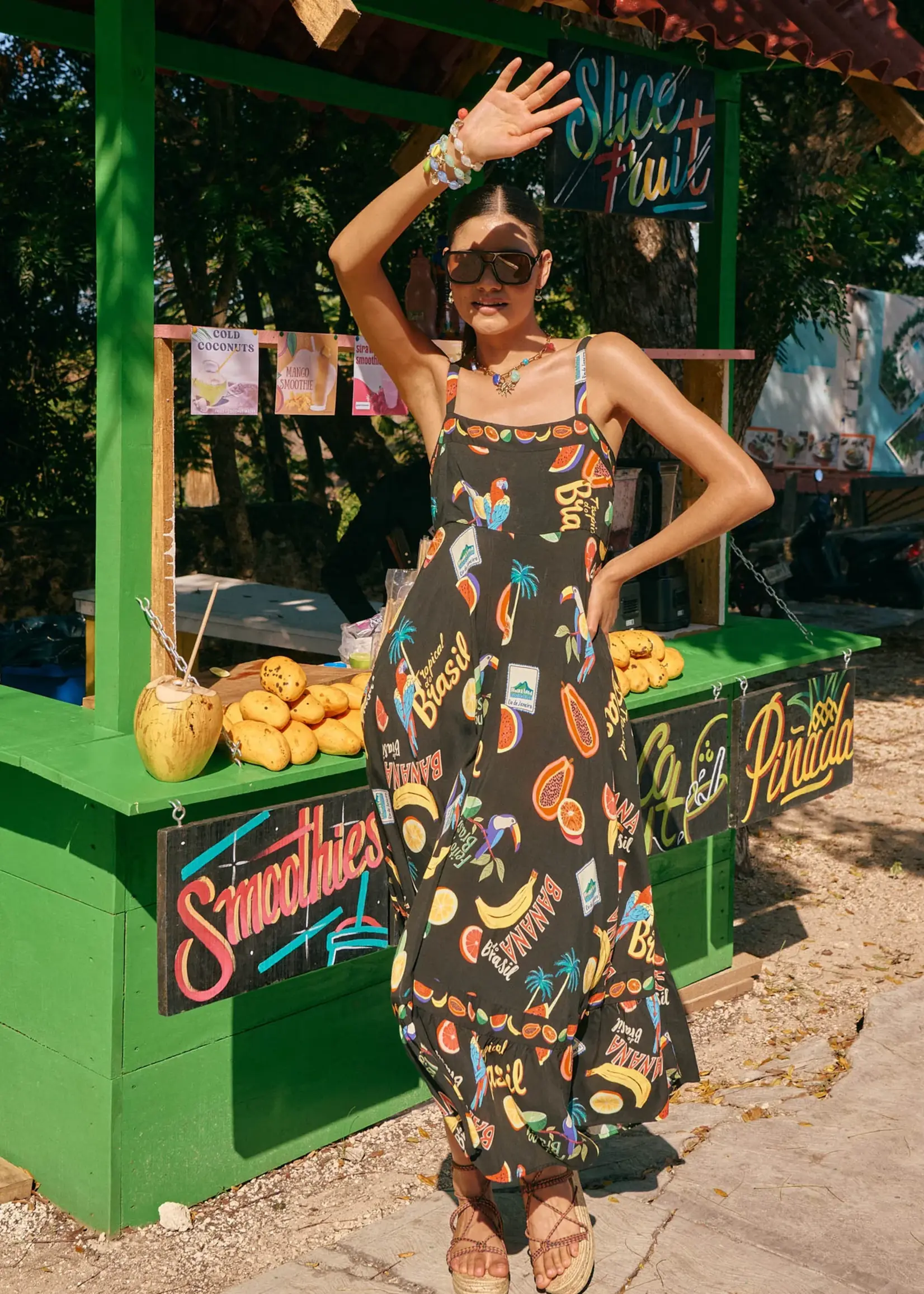 Haven Cabana Tank Maxi Dress - Brasil Black