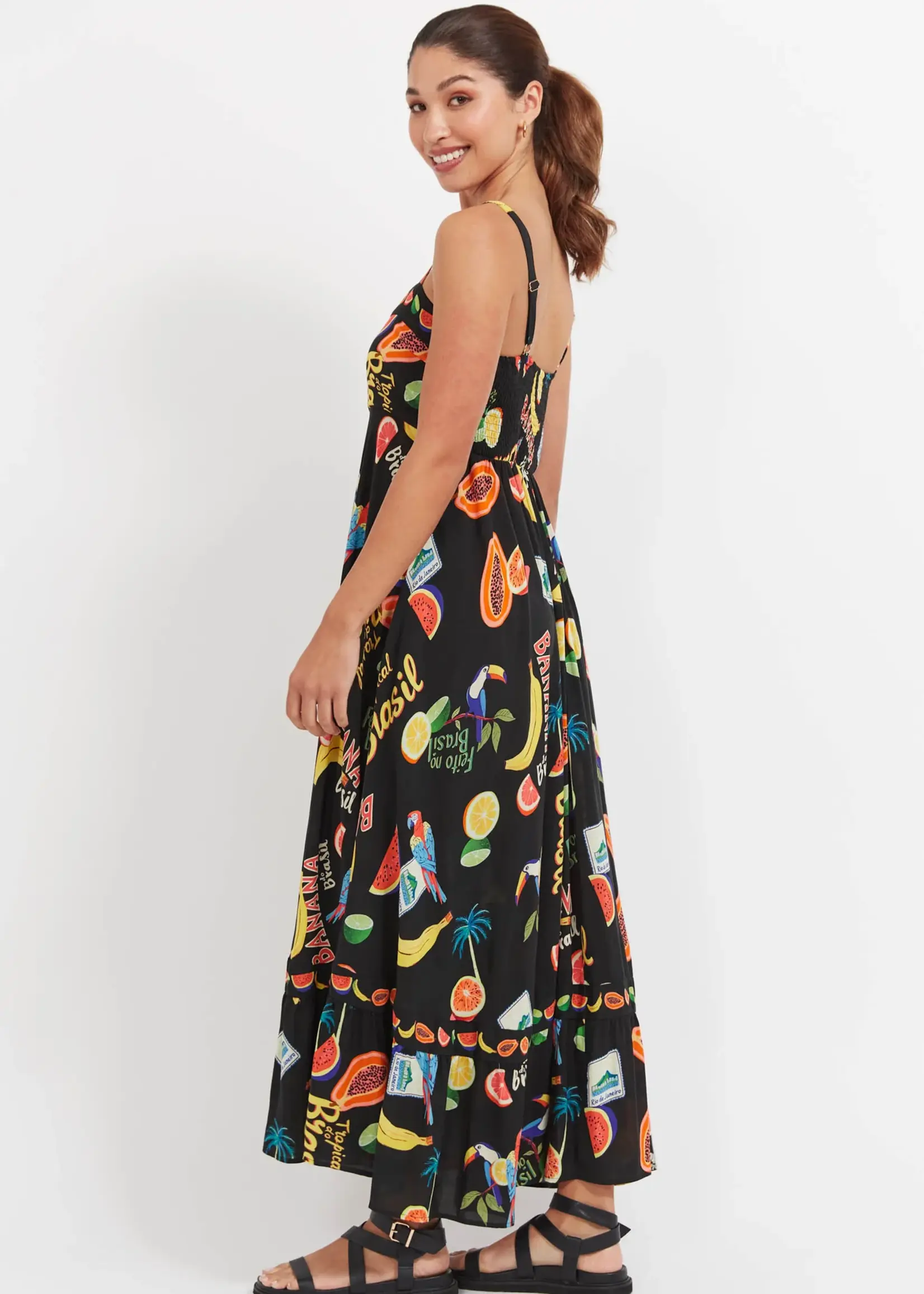 Haven Cabana Tank Maxi Dress - Brasil Black