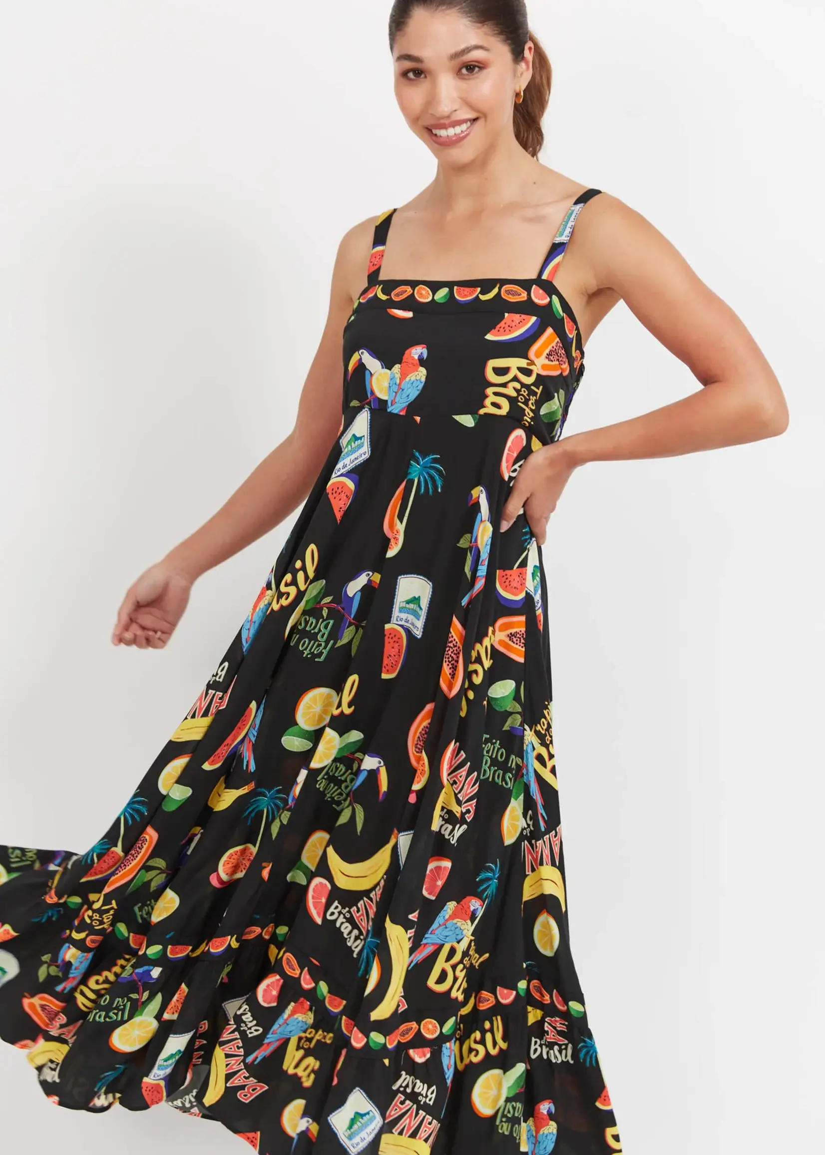 Haven Cabana Tank Maxi Dress - Brasil Black