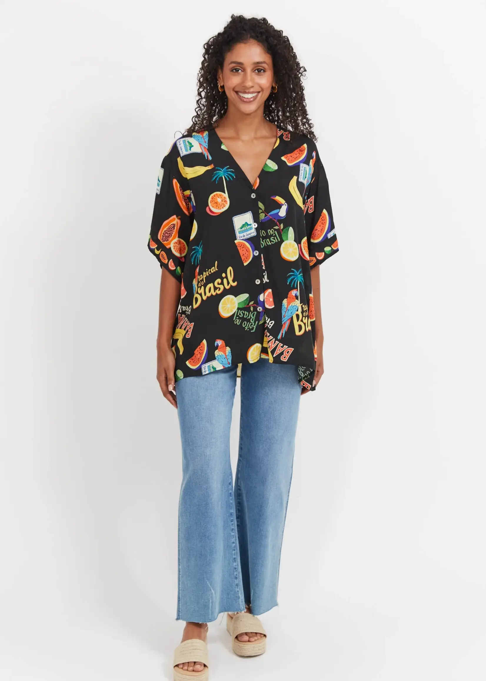 Haven Cabana Button Top - Brasil Black