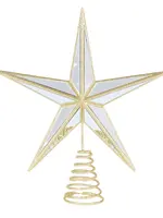 Holly and Ivy 5 Point Mirrored Tree Topper Star Gold