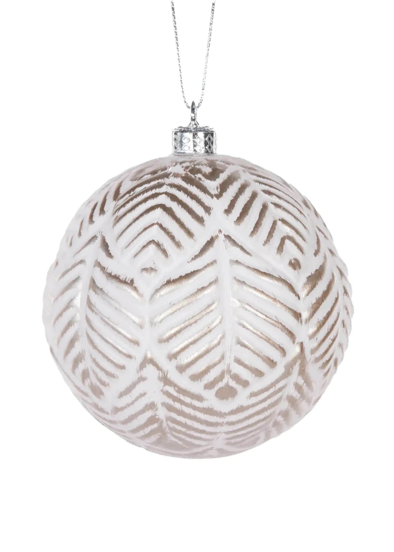 Holly and Ivy White And Champagne Atec Leaf Bauble