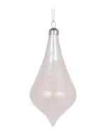 Holly and Ivy White Bubbles Tear Drop Bauble