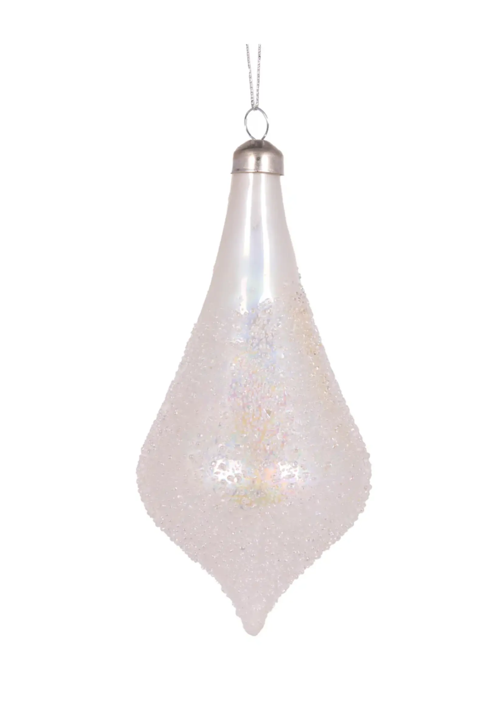 Holly and Ivy White Bubbles Tear Drop Bauble