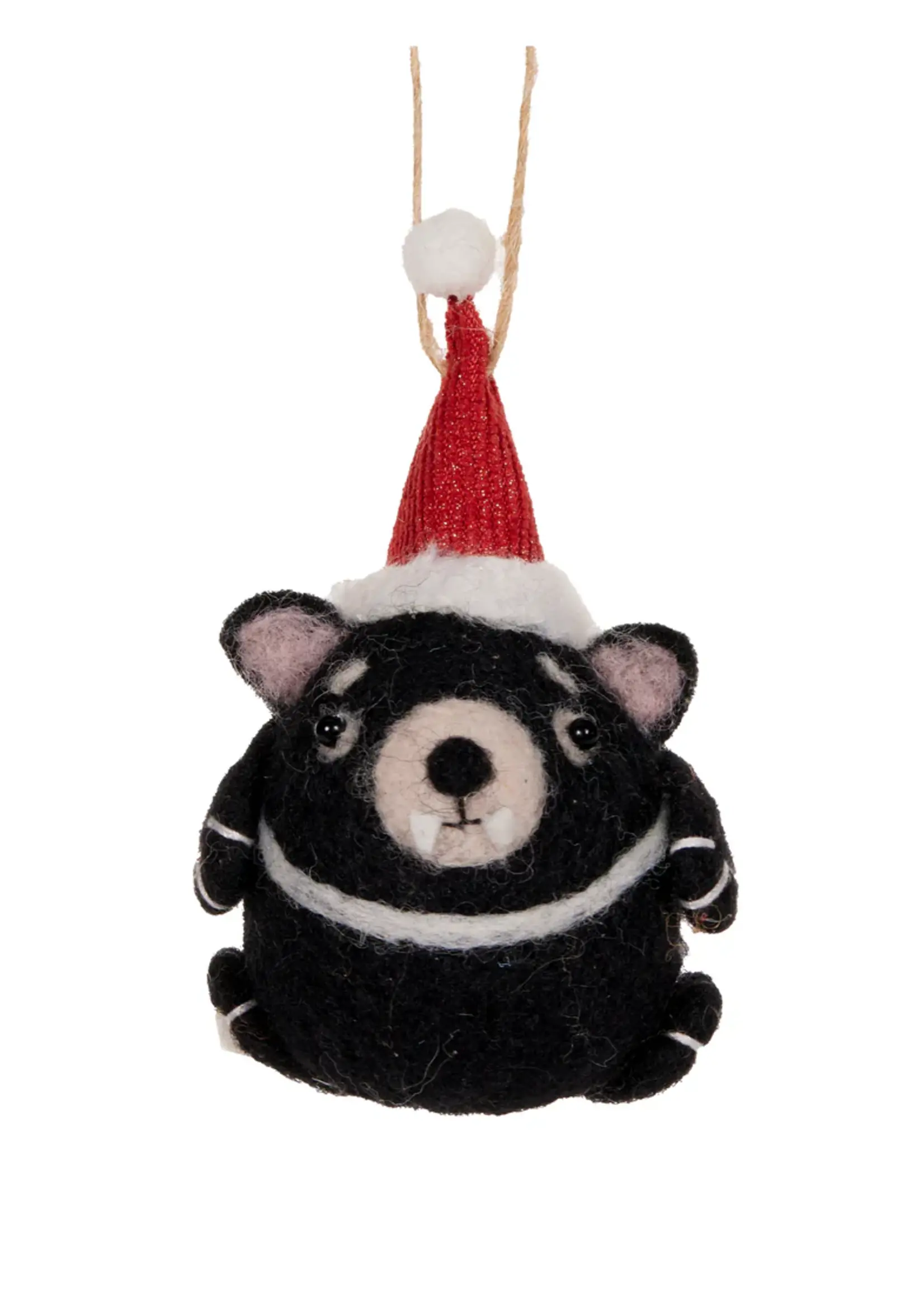 Wool Tassie Devil With Santa Hat