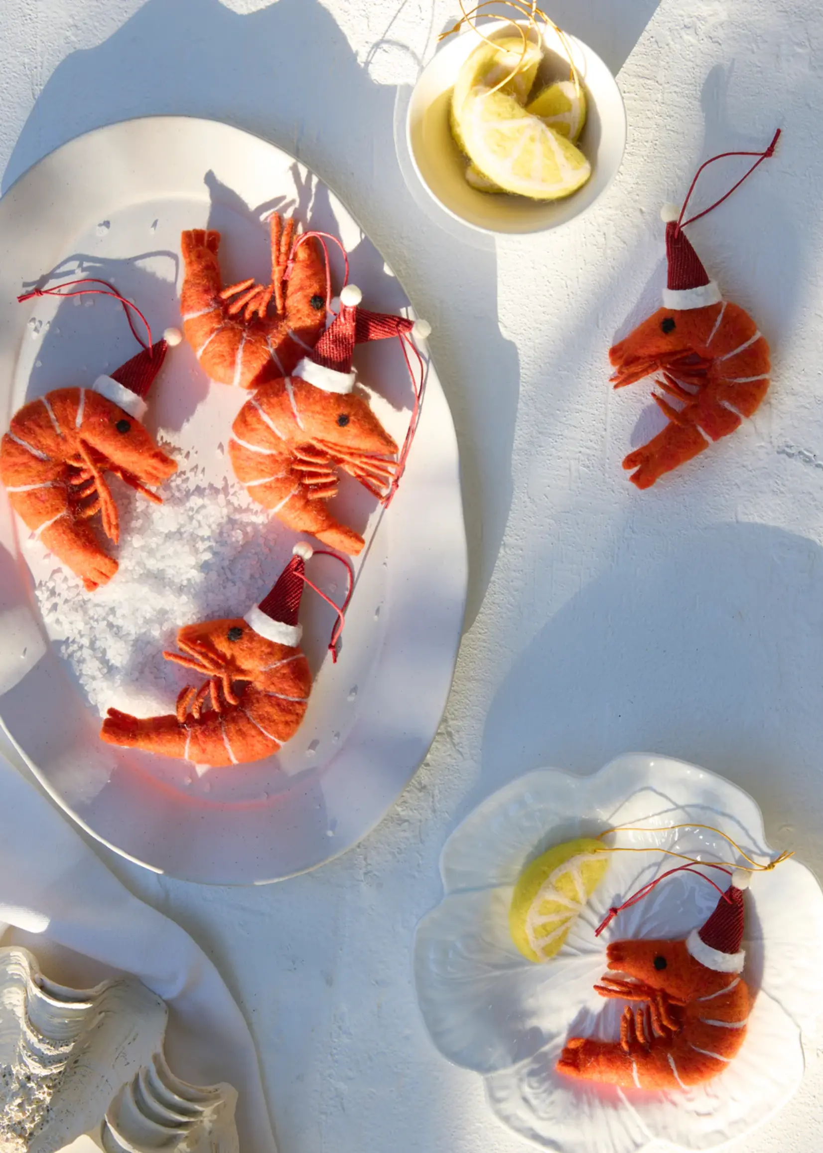 Wool Prawn With Santa Hat