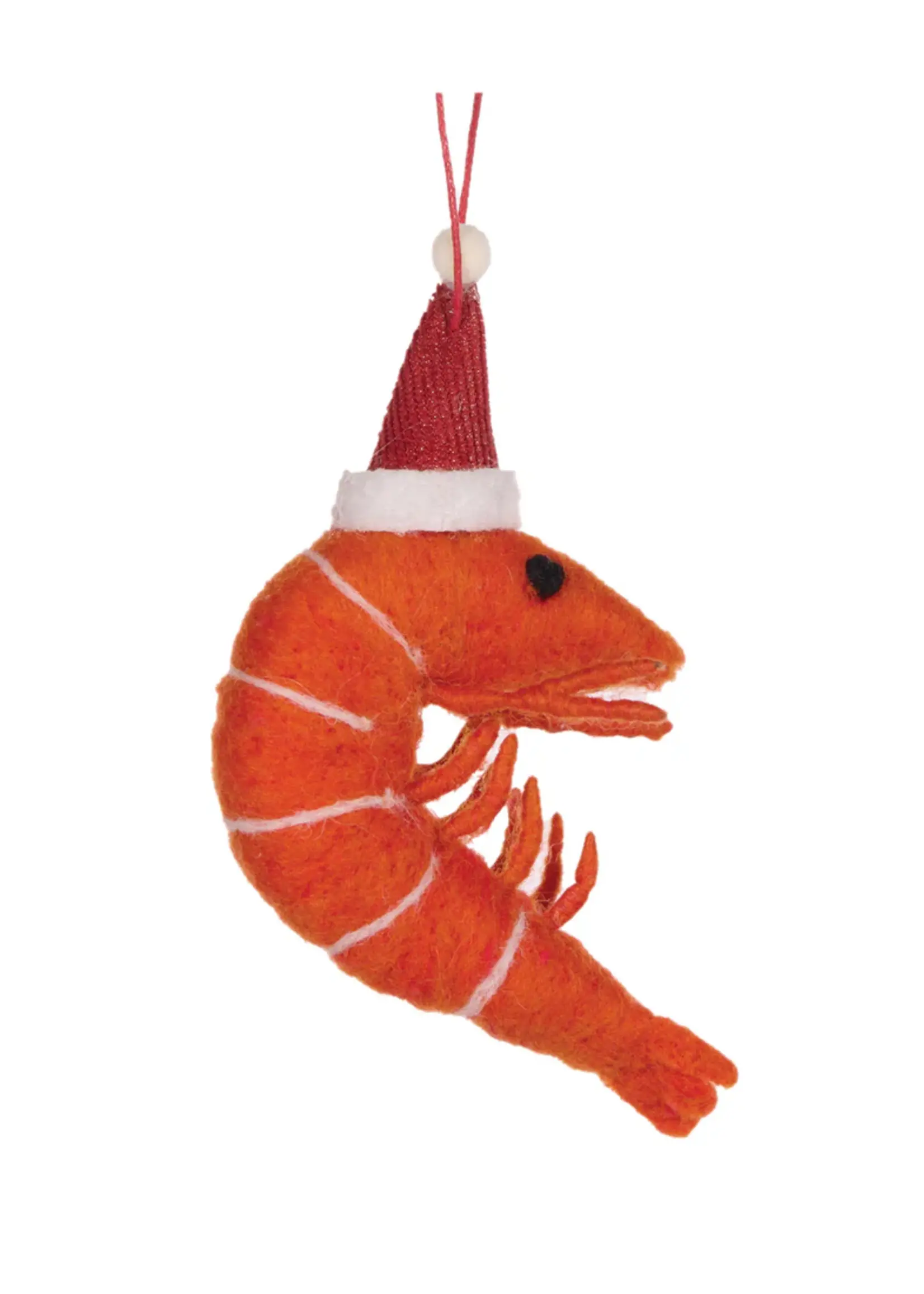 Wool Prawn With Santa Hat
