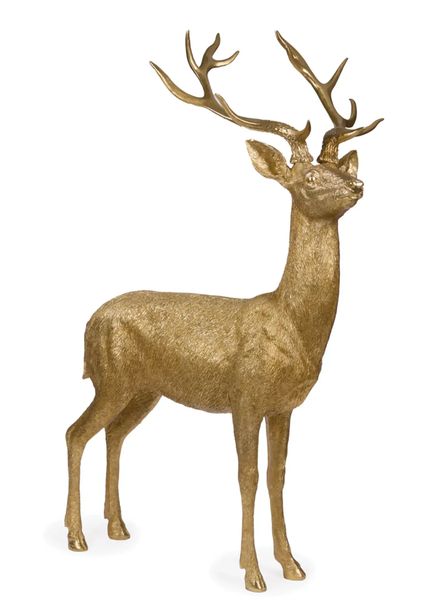 135 Cm Gold Etched Standing Reindeer