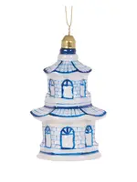 Holly and Ivy Blue And White Glass Pagoda Hanging