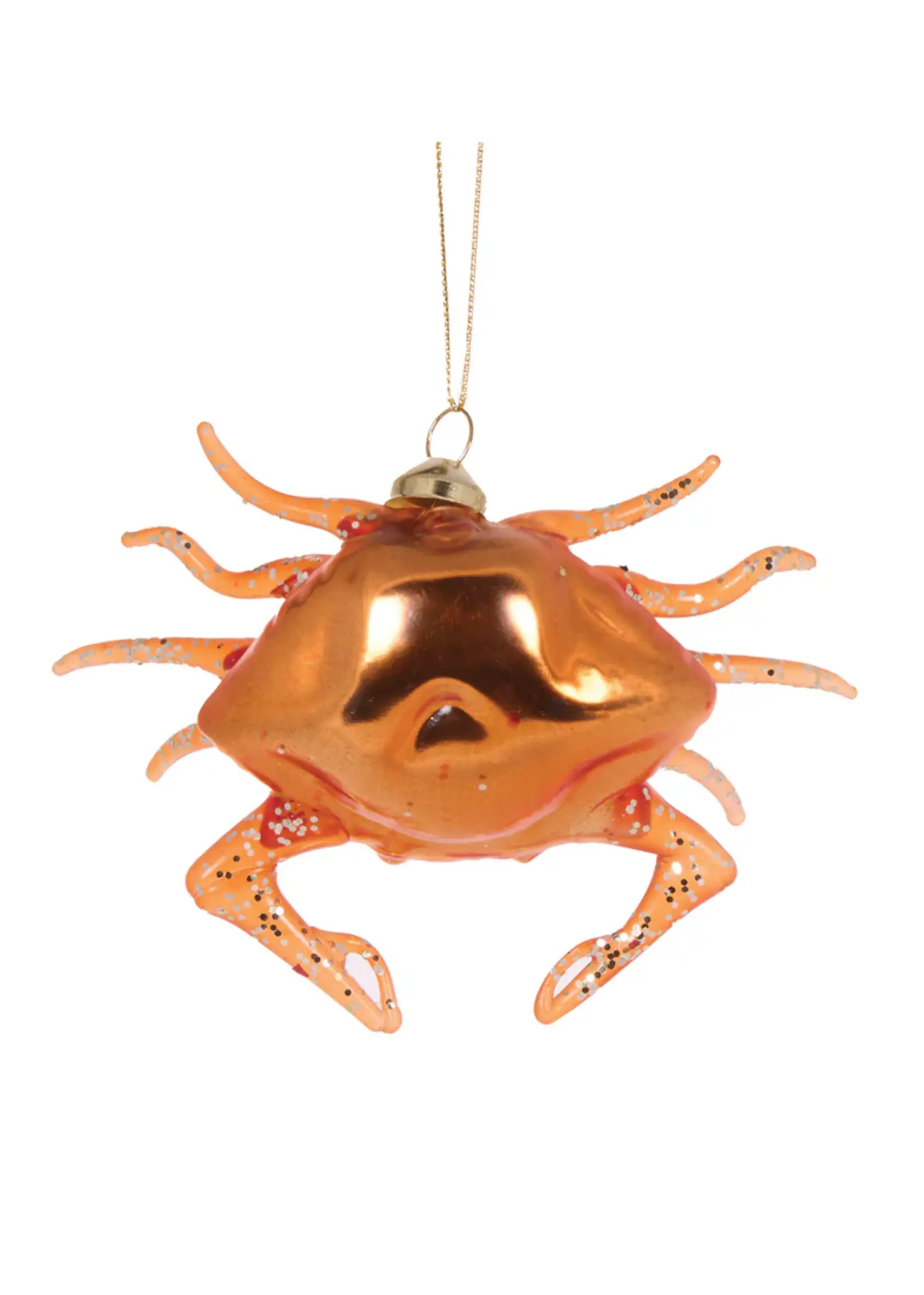 Holly and Ivy Glass Crab Hanging