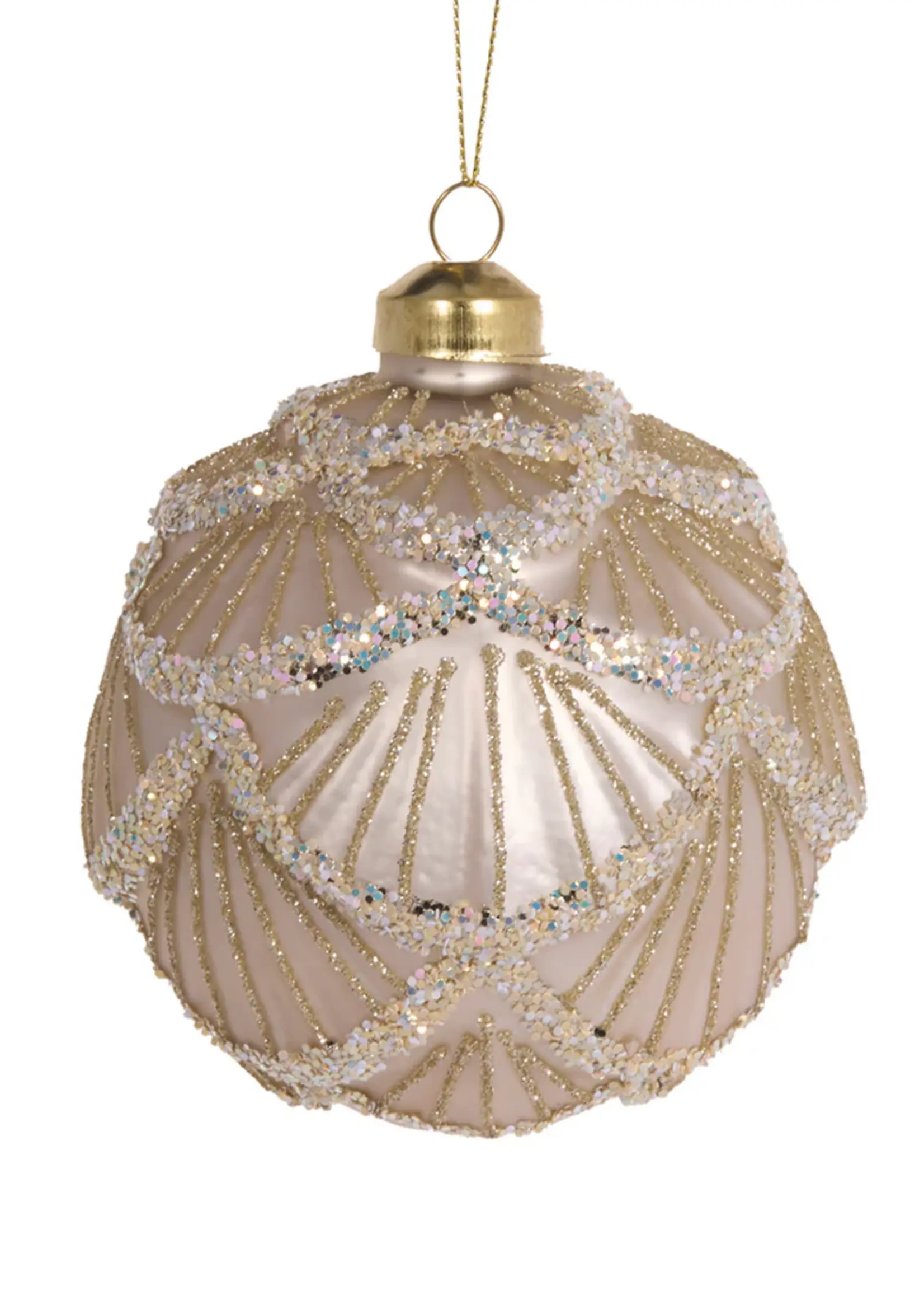 Holly and Ivy Matte Scale Cream Bauble