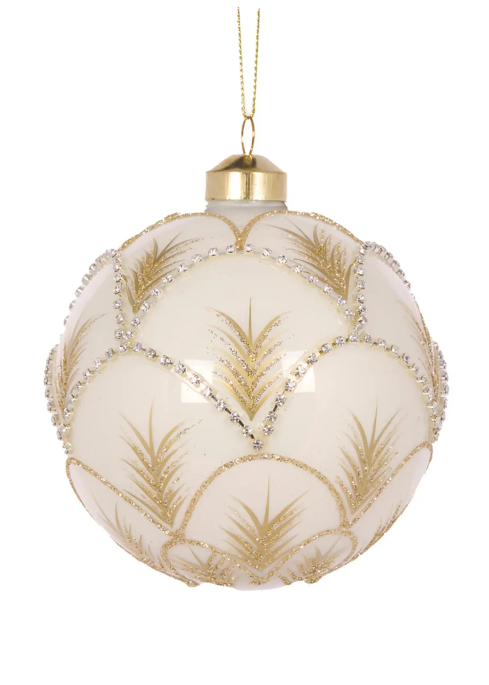 Holly and Ivy White And Gold Feathered Arch Bauble