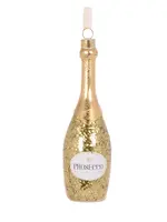 Holly and Ivy Gold Champagne Bottle Ornament