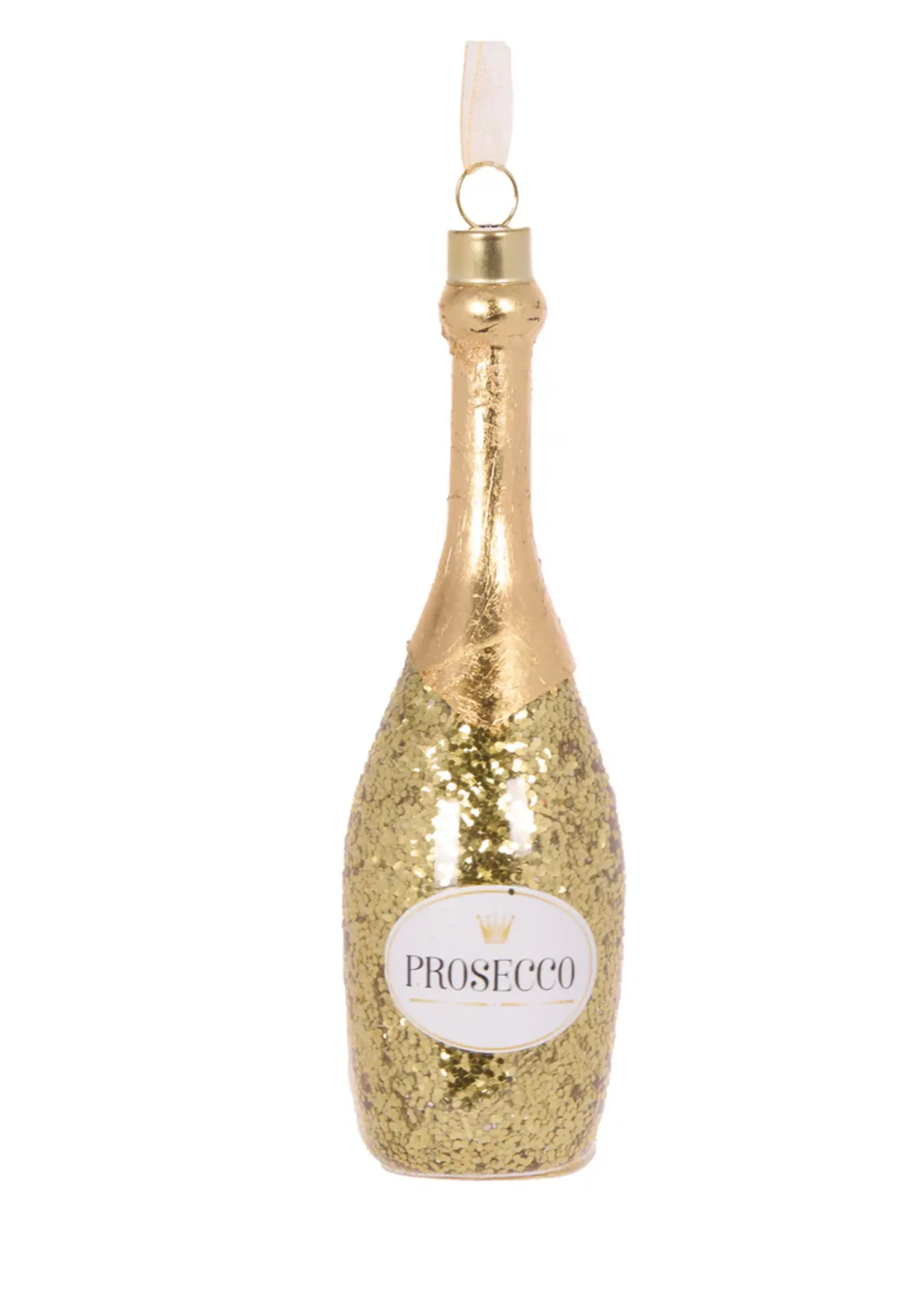 Holly and Ivy Gold Champagne Bottle Ornament