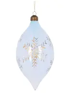 Holly and Ivy Blue Etched Snowflake Drop Bauble