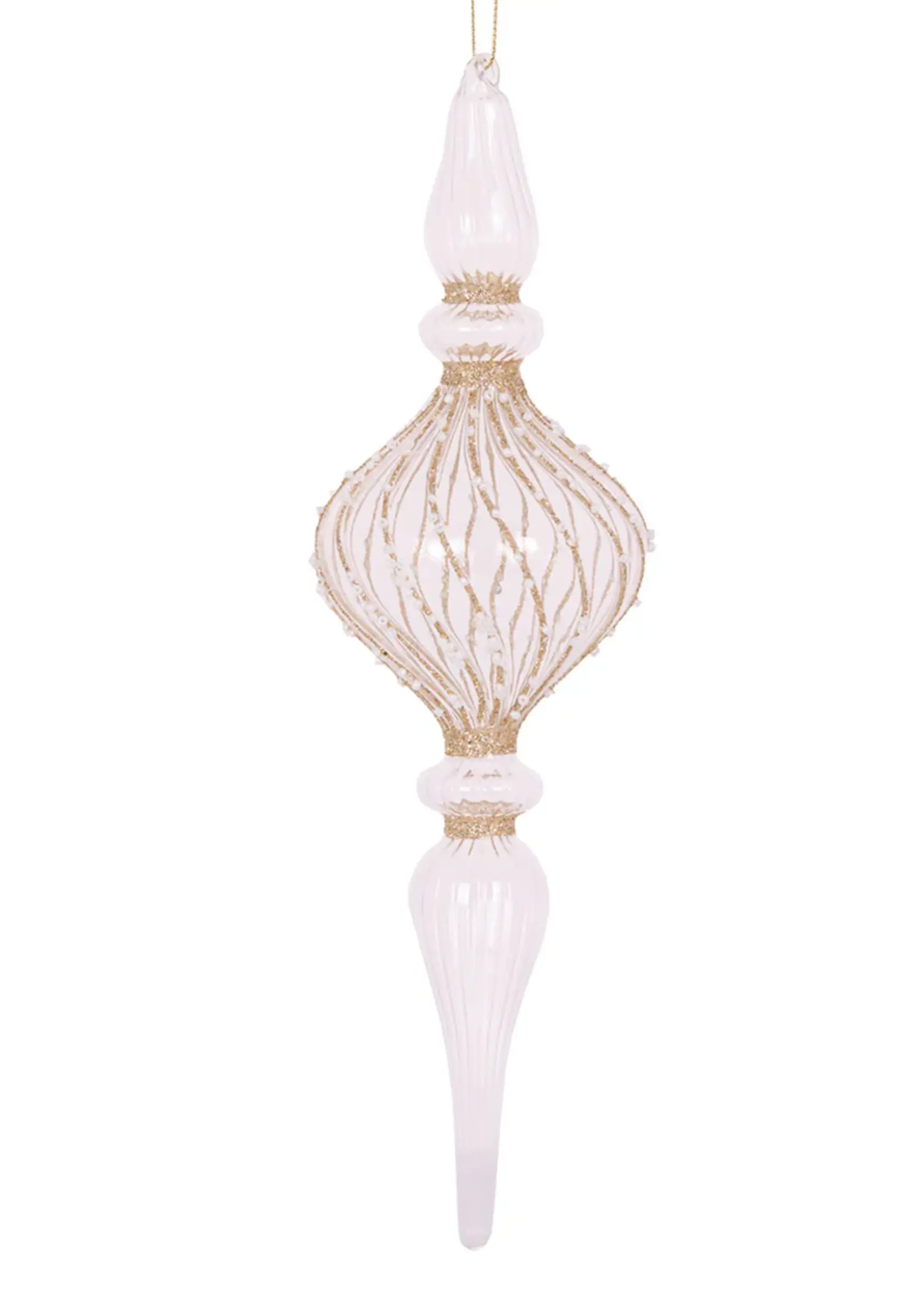 Holly and Ivy Clear Glitter Swirl Finial